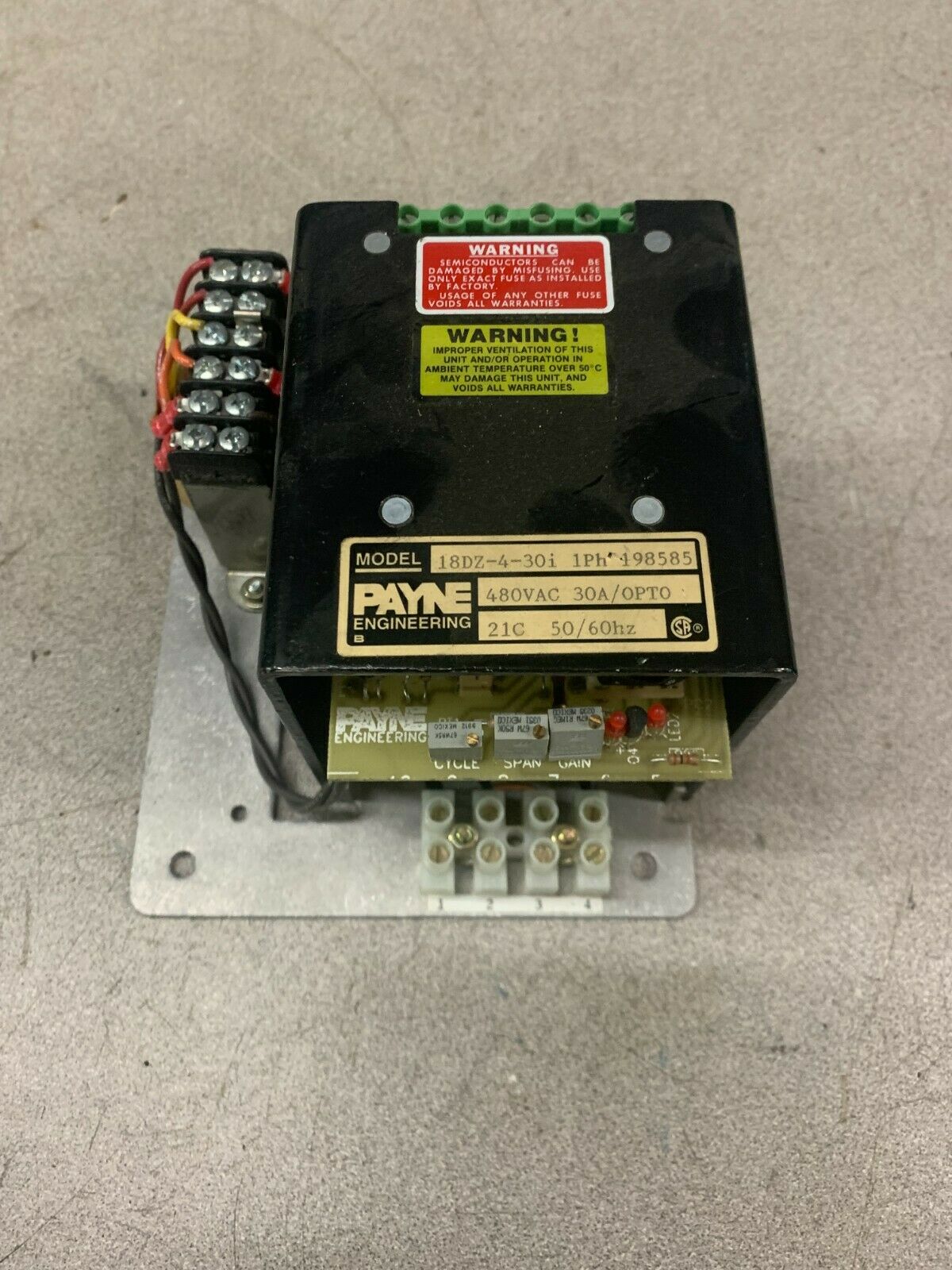 USED PAYNE ENGINEERING POWER CONTROL 18DZ-4-30I 1PH 198585