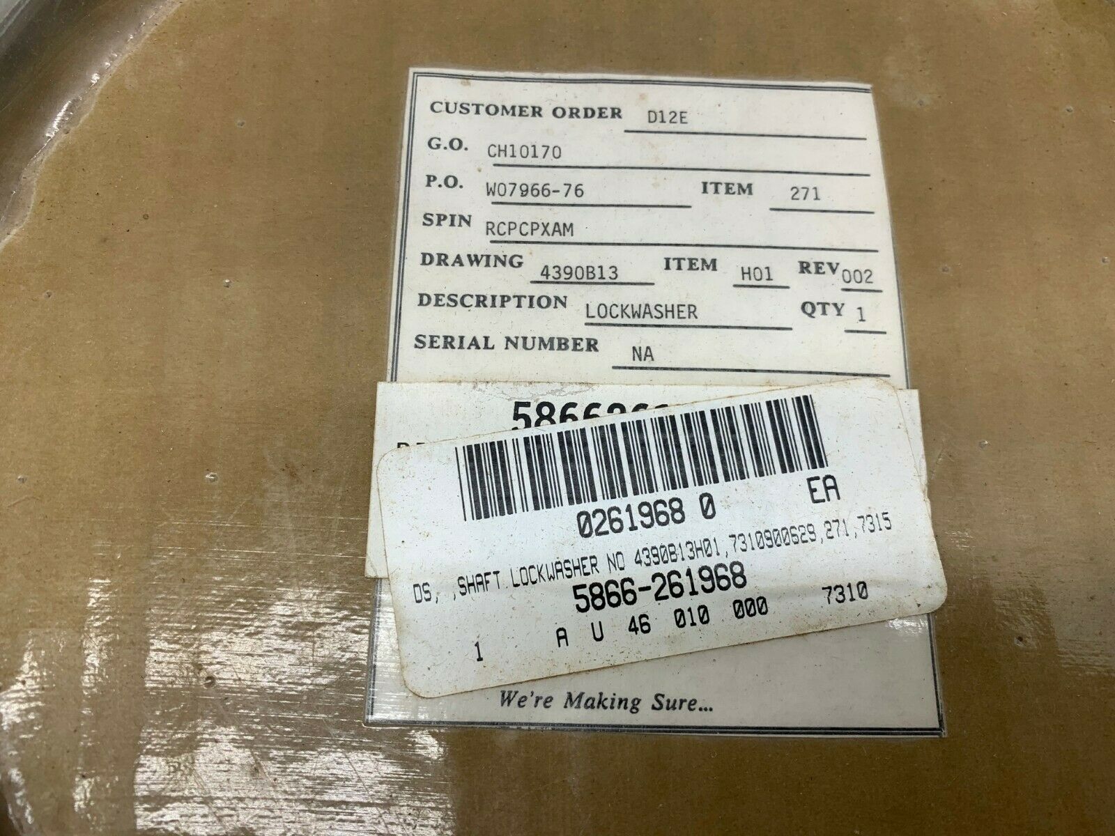 NEW WESTINGHOUSE 4390B13H01 LOCKWASHER RCPCPXAM