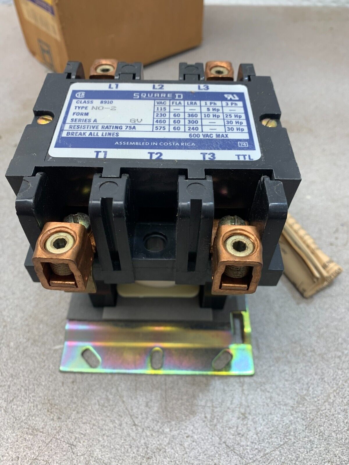 NEW IN BOX SQUARE D 110/120V. 2 POLE DEFINITE PURPOSE CONTACTOR 8910 NO-2