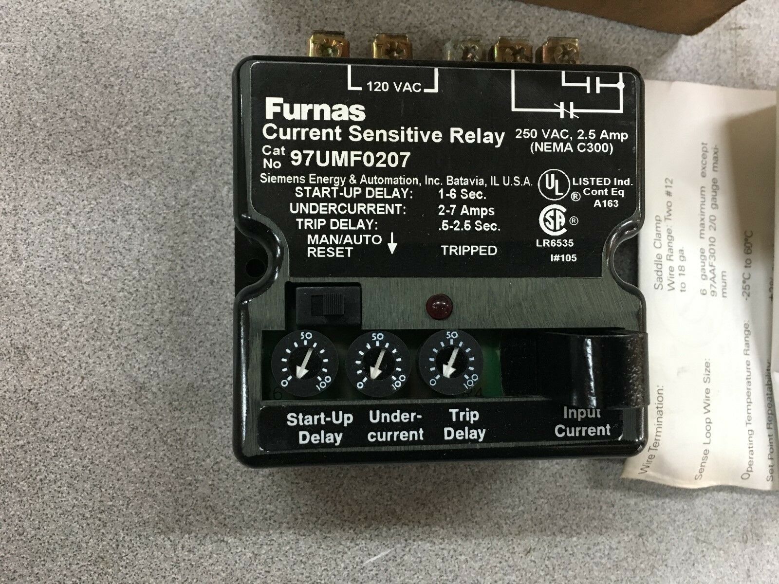 NEW IN BOX FURNAS CURRENT SENSITIVE RELAY 97UMF0207