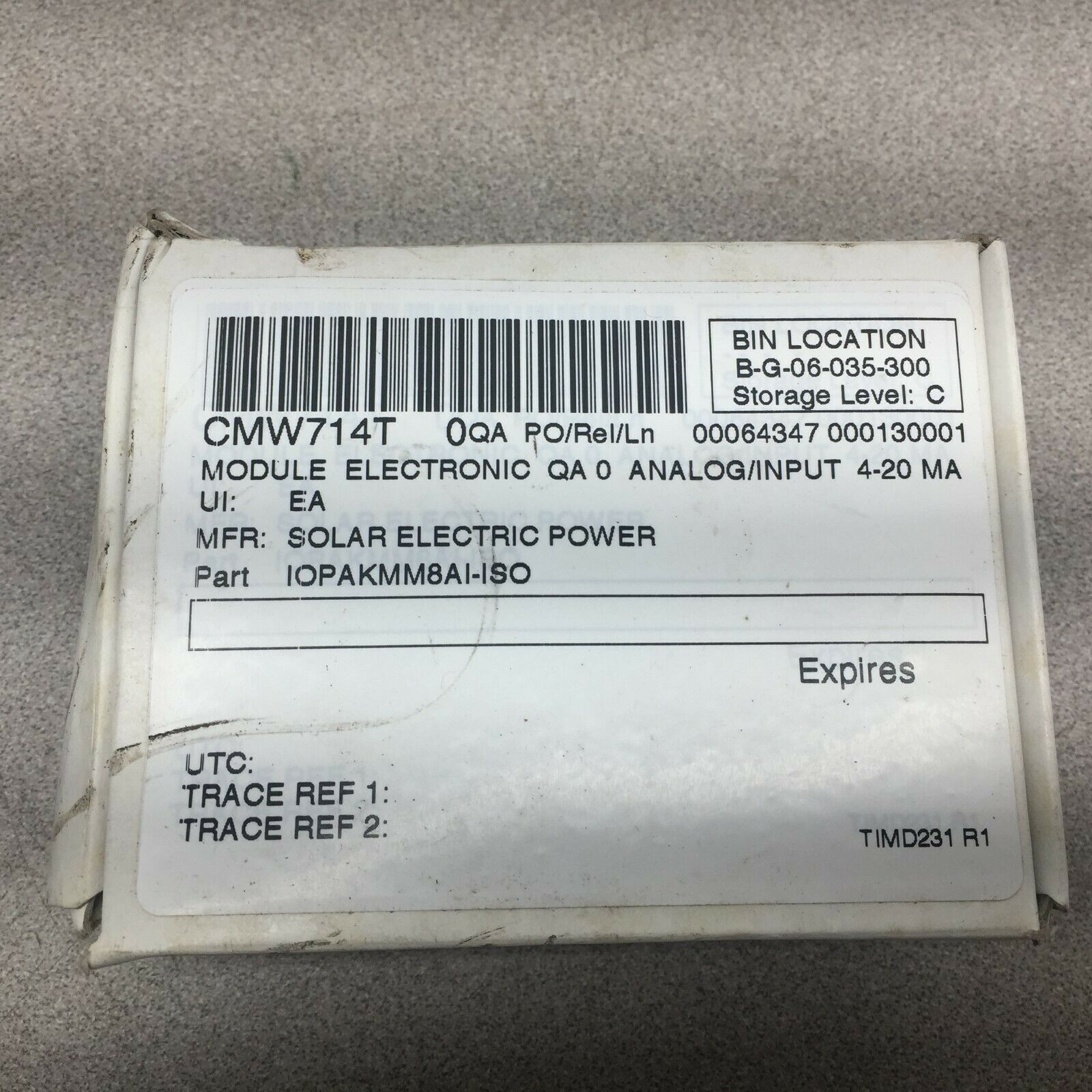 NEW IN BOX SOLAR 8 ISOLATED 4-20MA INPUTS MODULE IOPKMM8AI-ISO