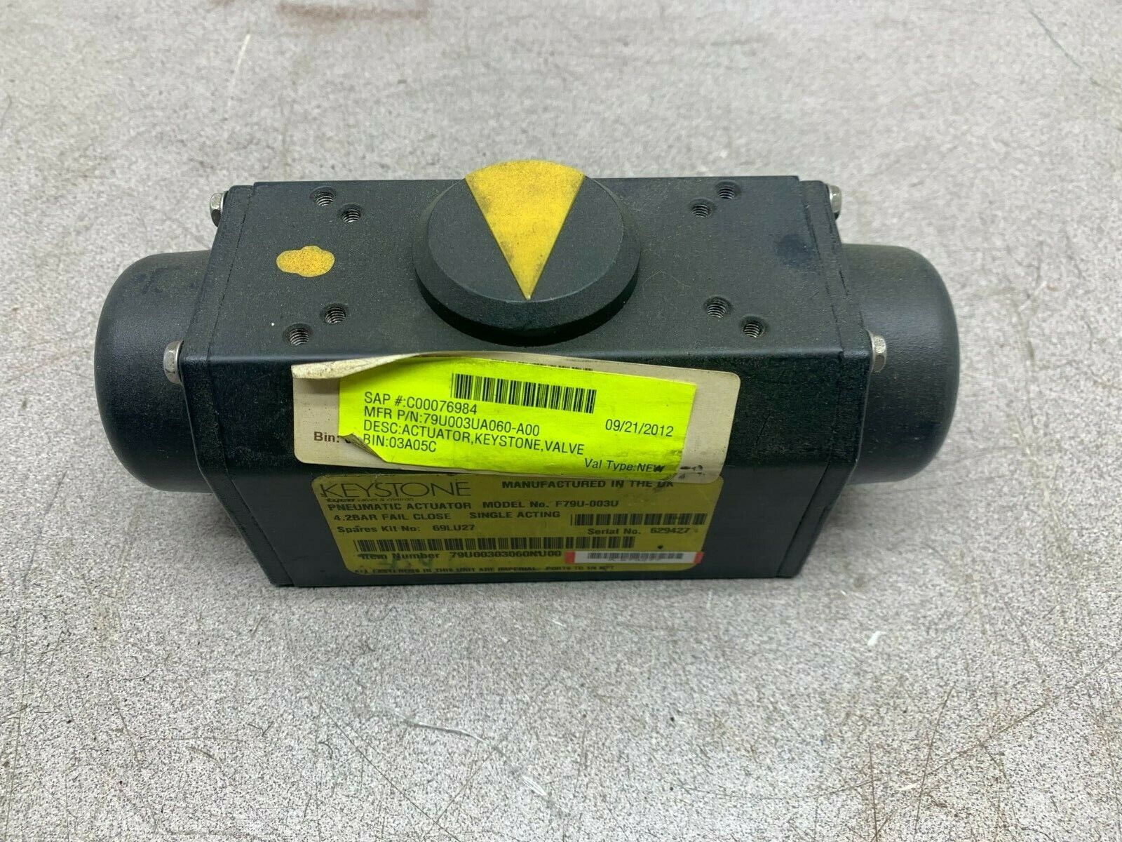 NEW NO BOX KEYSTONE F79U-003U PNEUMATIC ACTUATOR 79U00303060NU00