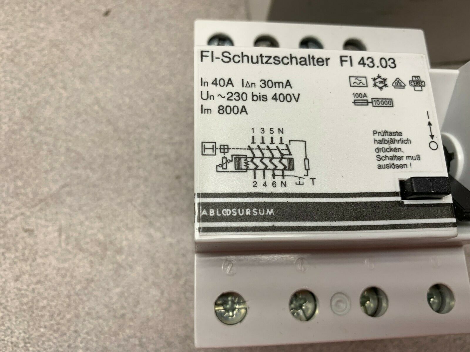 NEW IN BOX FI-SCHUTZSCHALTER MOTOR PROTECTOR FI 43.03