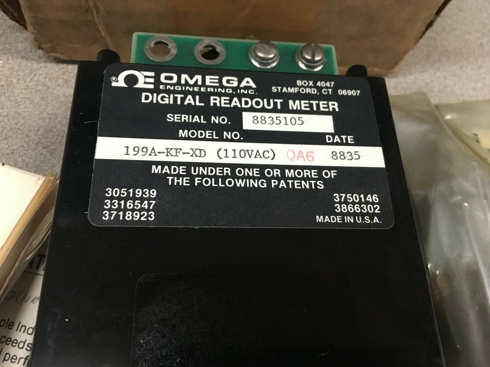 NEW OMEGA DIGITAL READOUT METER 199A-KF-XD