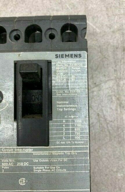 USED SIEMENS 125 AMP 3 POLE CIRCUIT INTERRUPTER ED63A125