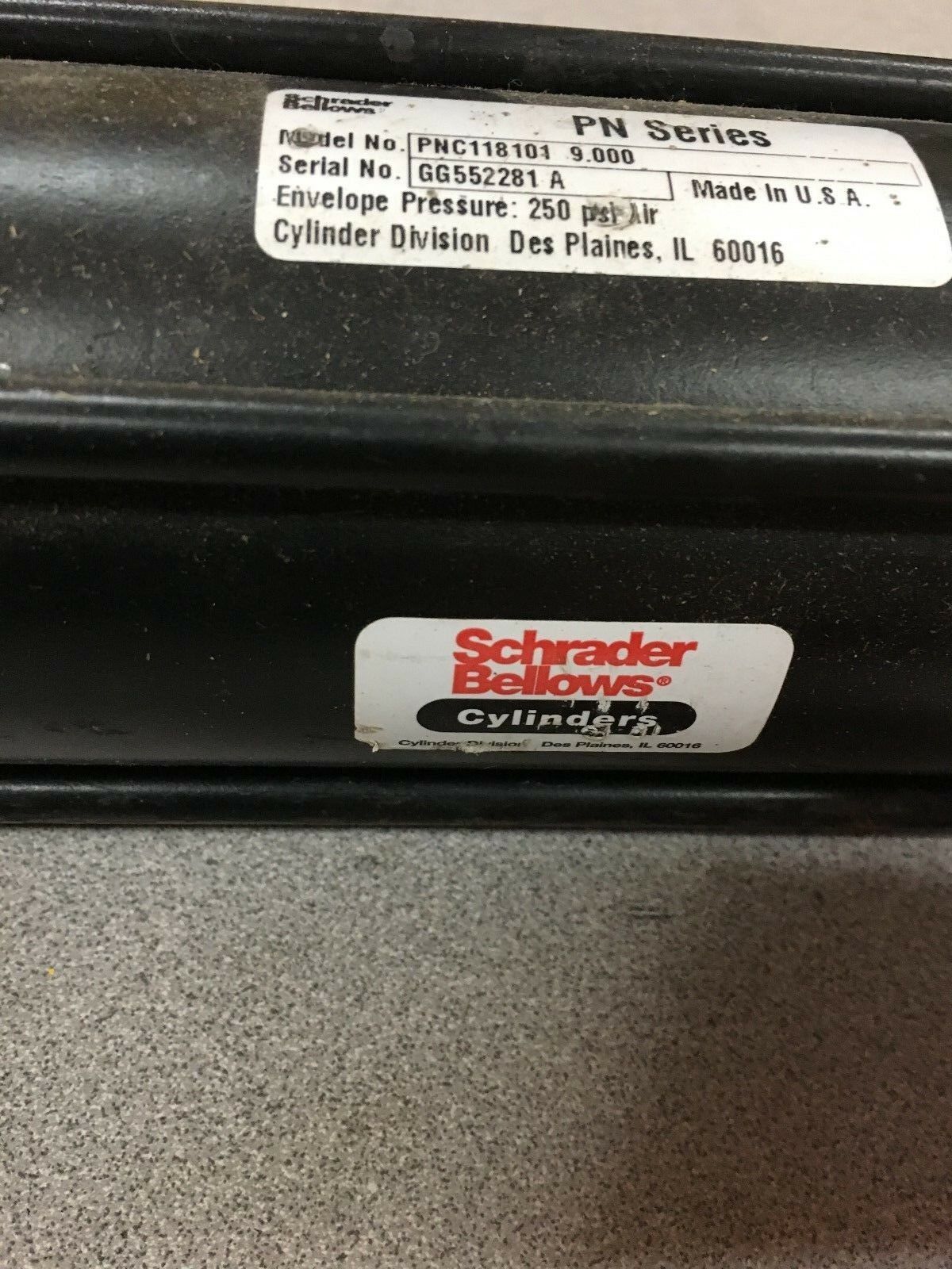 NEW NO BOX SCHRADER BELLOWS PN SERIES CYLINDER PNC118101 9.000
