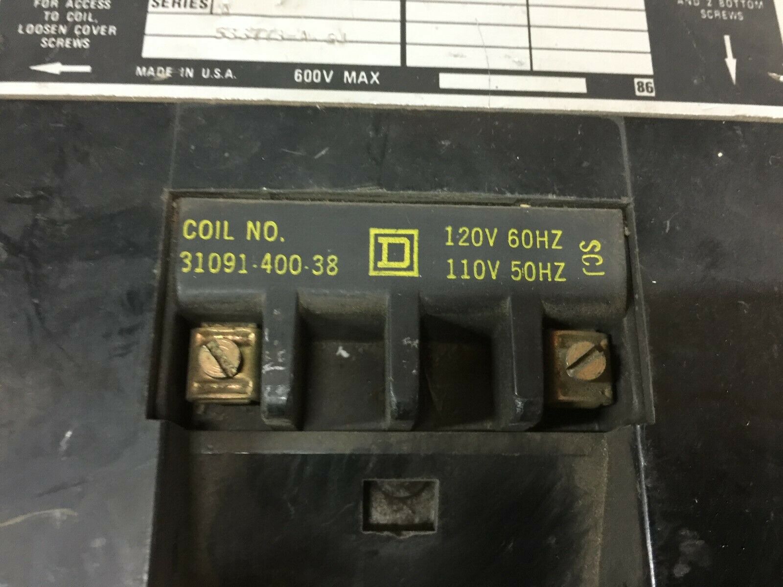 USED SQUARE D SIZE 4 2POLE 120VAC COIL 600VAC CONTACTOR 8502-SF01