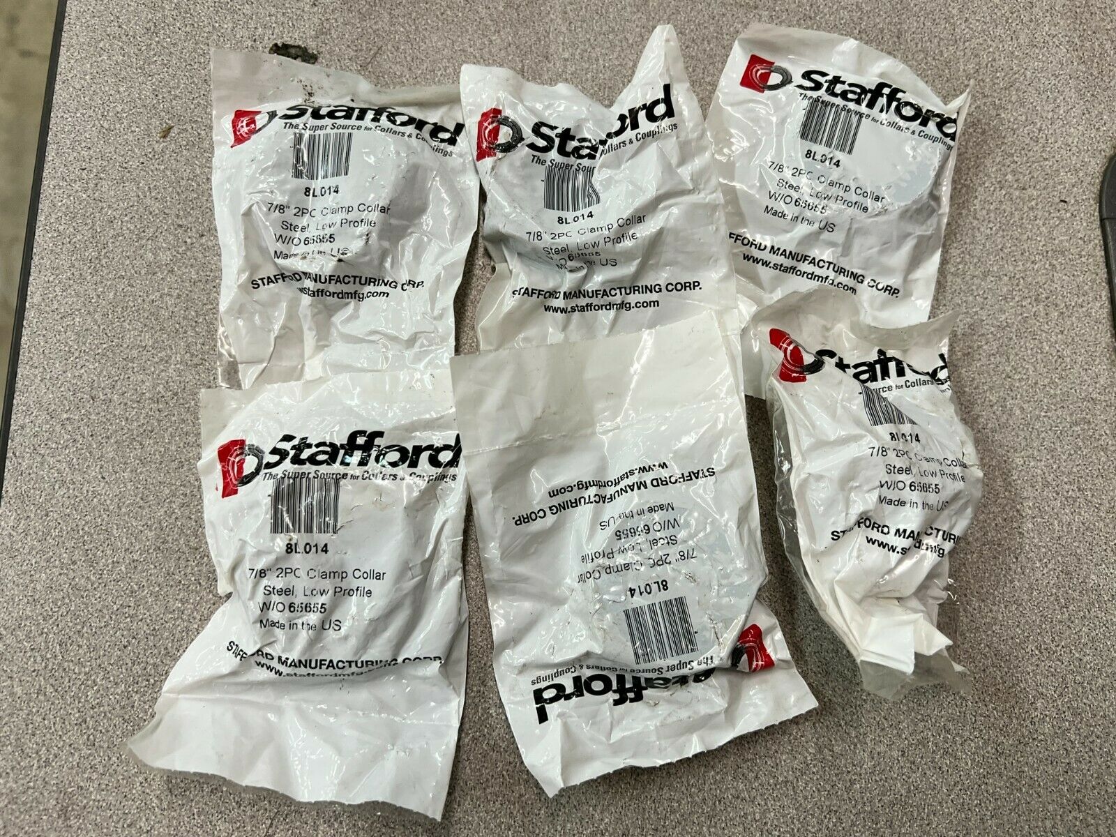 LOT OF 6 NEW IN BAG STAFFORD CLAMP COLLAR 8L014