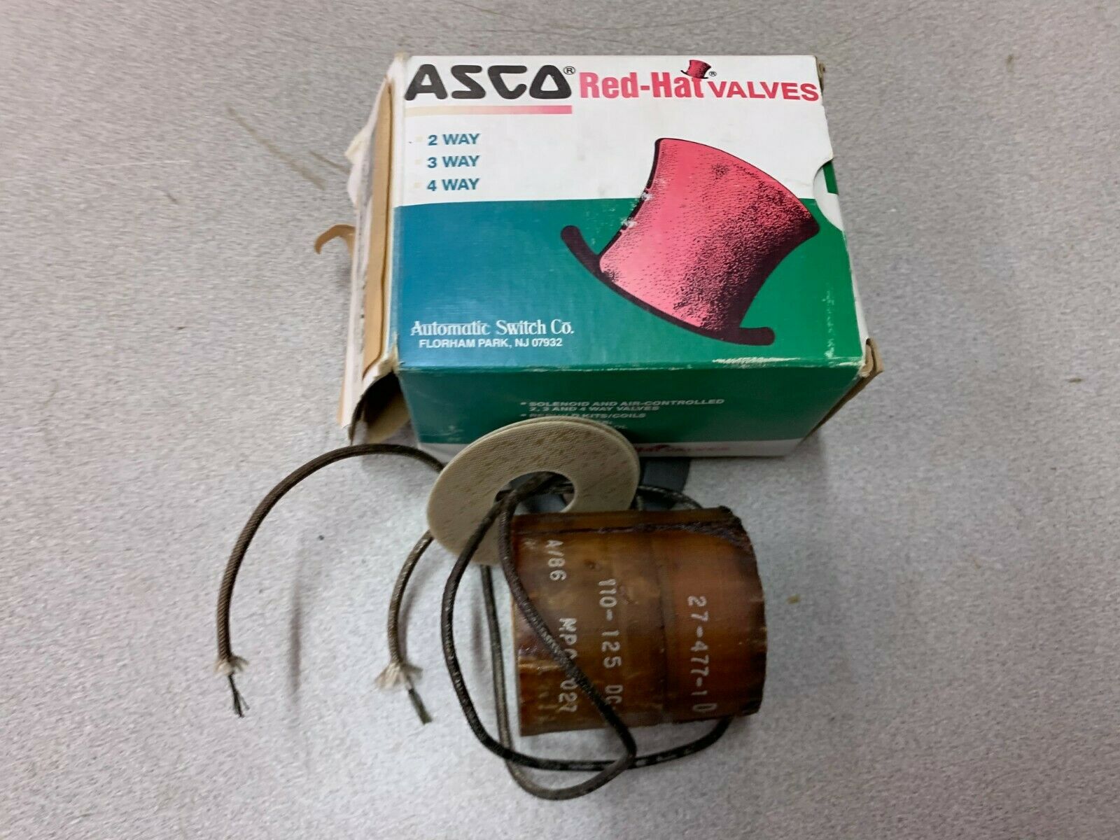 NEW IN BOX ASCO 125VDC. COIL 27-477-1D