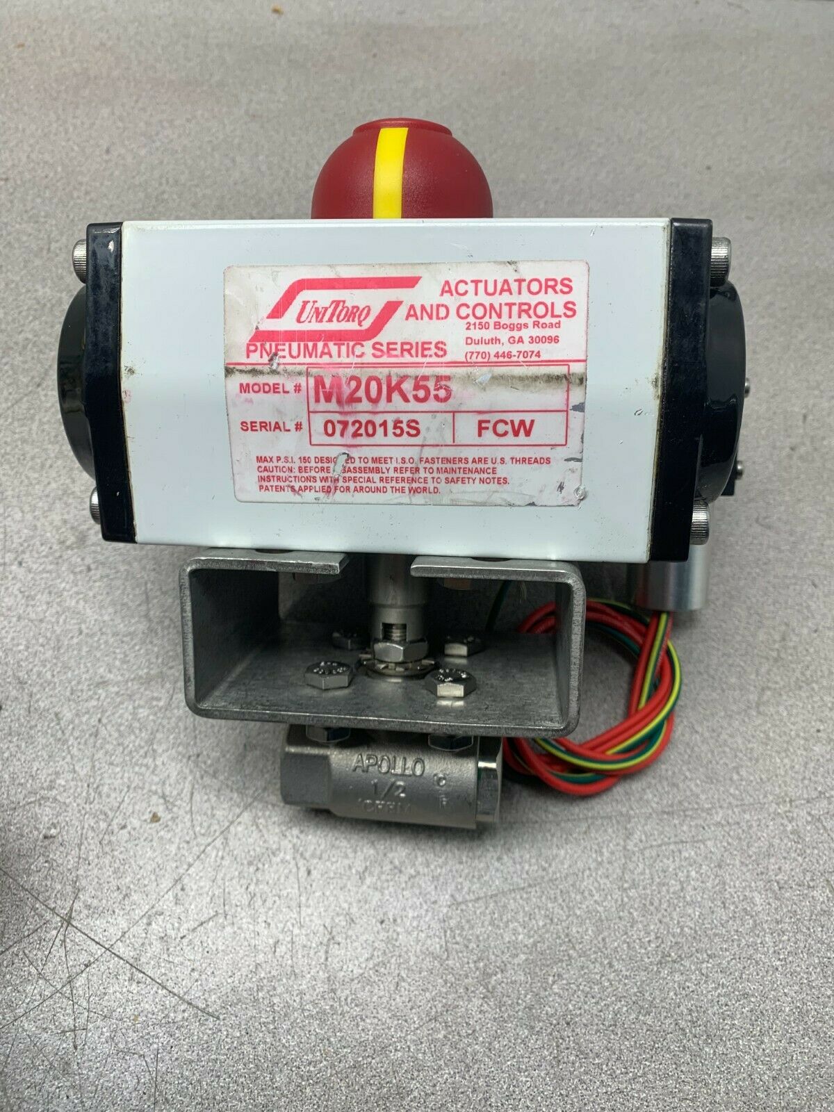 NEW NO BOX UNI TORQ 1/2" BALL VALVE ACTUATOR M20K55 WITH ASCO 8551A001MS