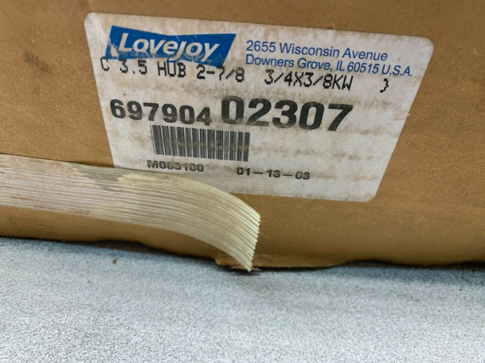 NEW IN BOX LOVEJOY C3.5 2-7/8 3/4X3/8KW HUB 697904 02307