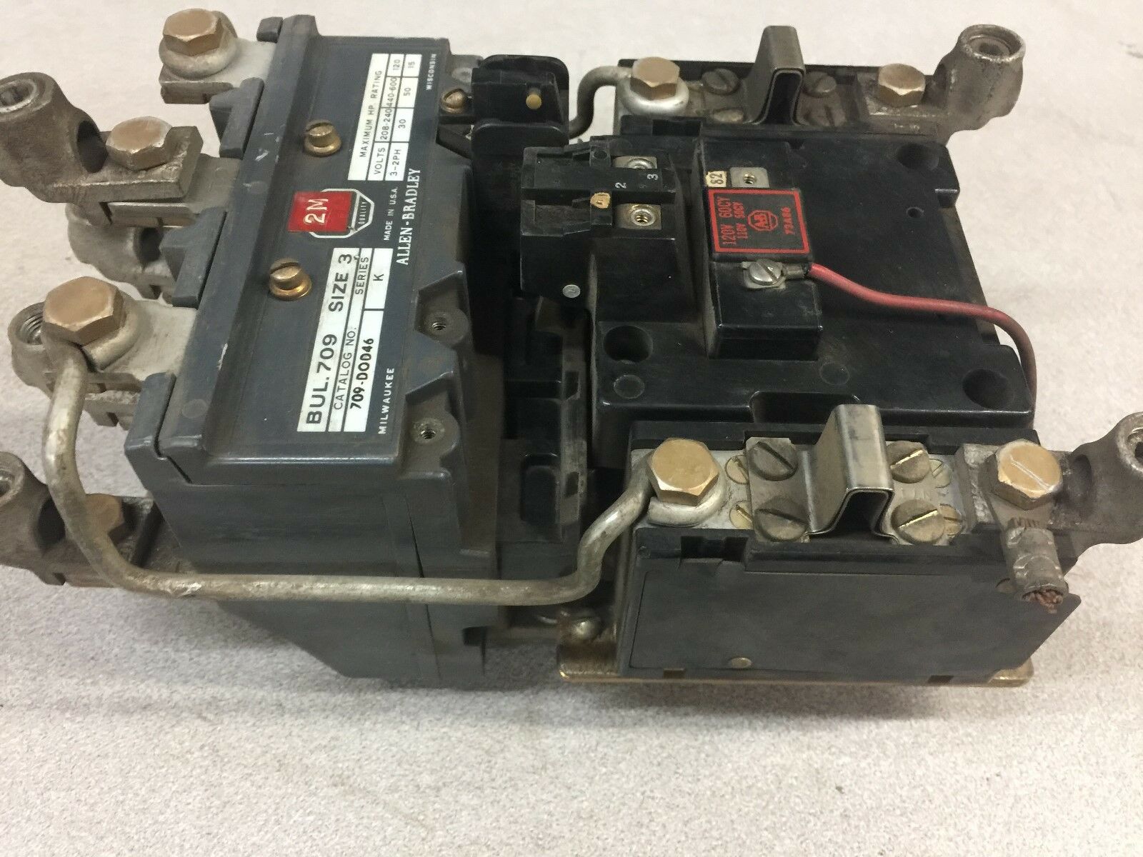 USED ALLEN BRADLEY SIZE 3 3PHASE 120VAC COIL STARTER 709-DOD46 K