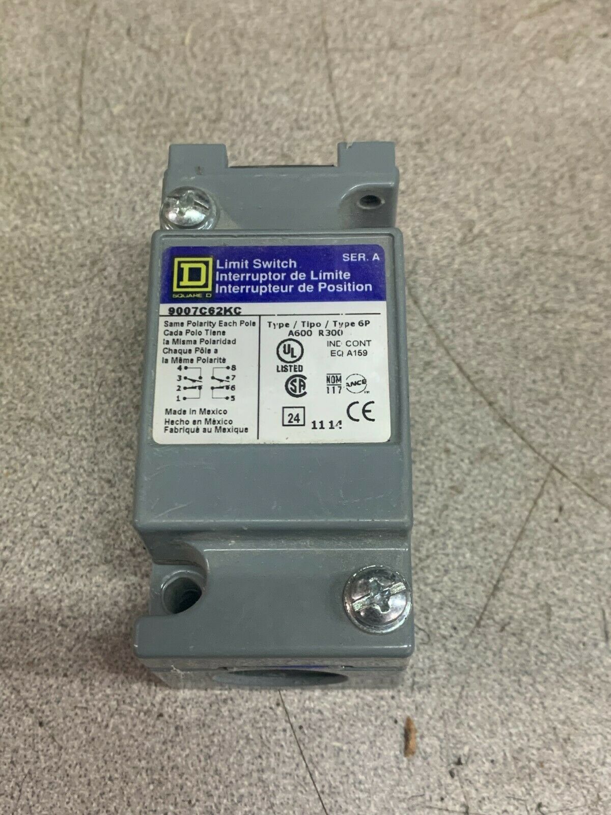 NEW NO BOX SQUARE D LIMIT SWITCH BODY 9007C62KC