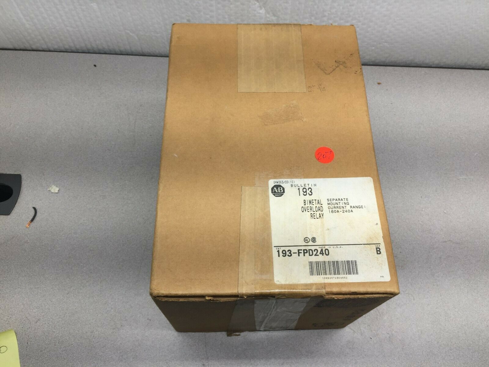 NEW IN BOX ALLEN BRADLEY 160-240AMP RANGE BIMETAL OVERLOAD RELAY 193-FPD240