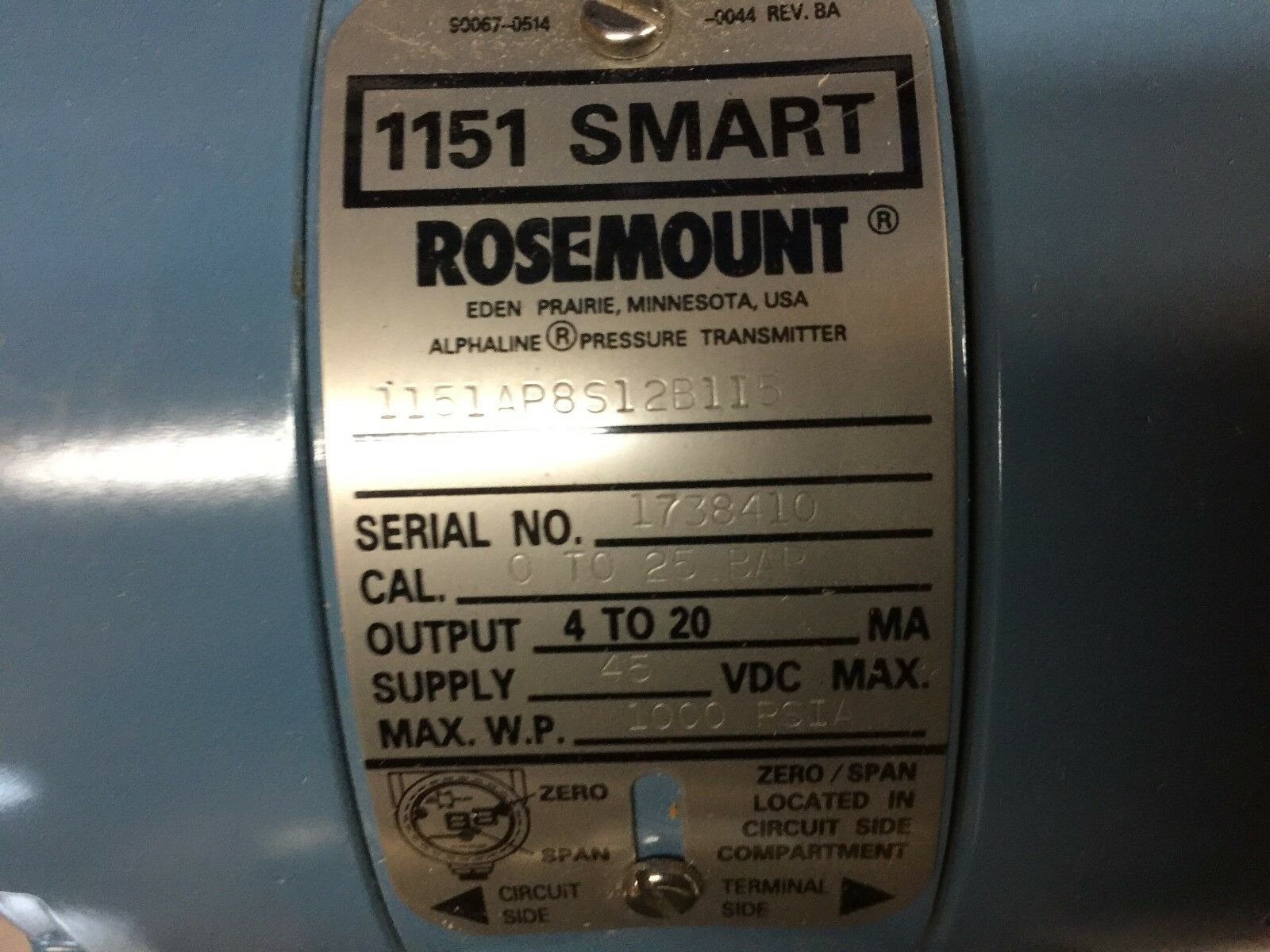 NEW IN BOX ROSEMOUNT 1000PSI 45VDC 4-20MA PRESSURE TRANSMITTER 1151AP8S12B1I5