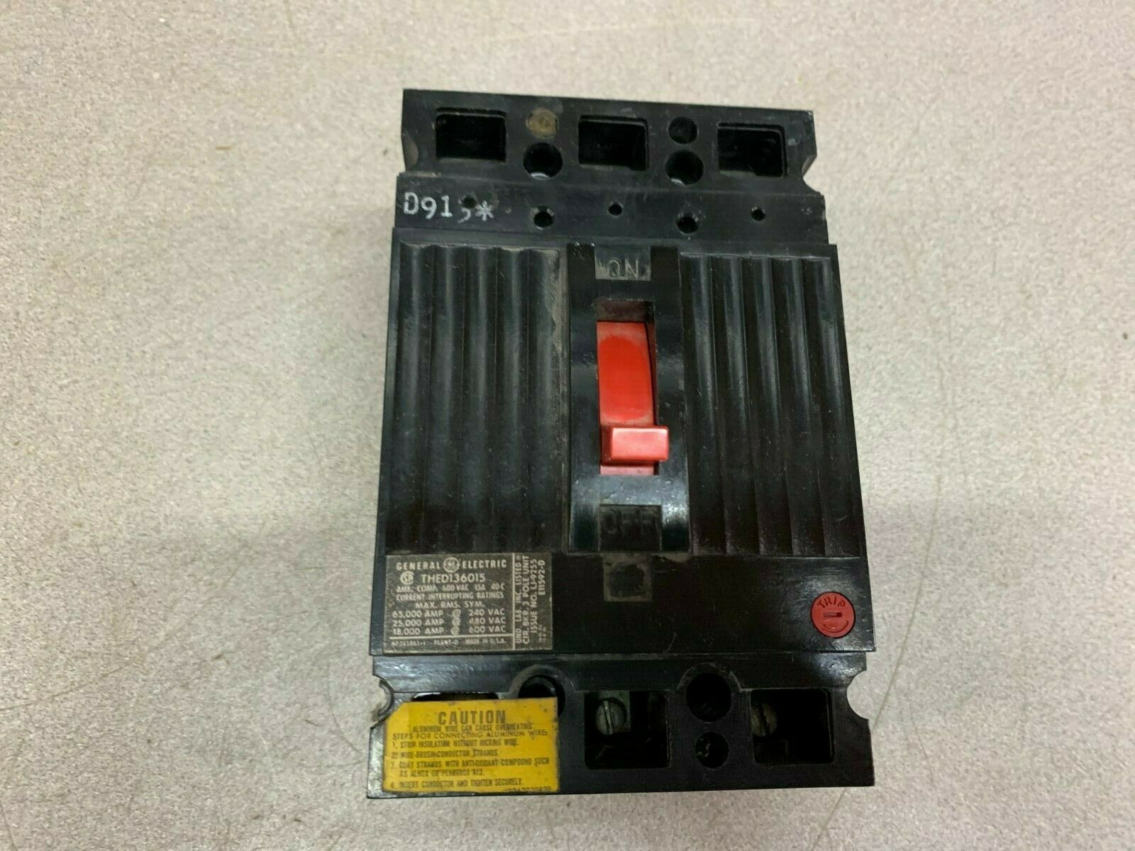 NEW NO BOX GE 3 POLE 15 AMP BREAKER THED16015