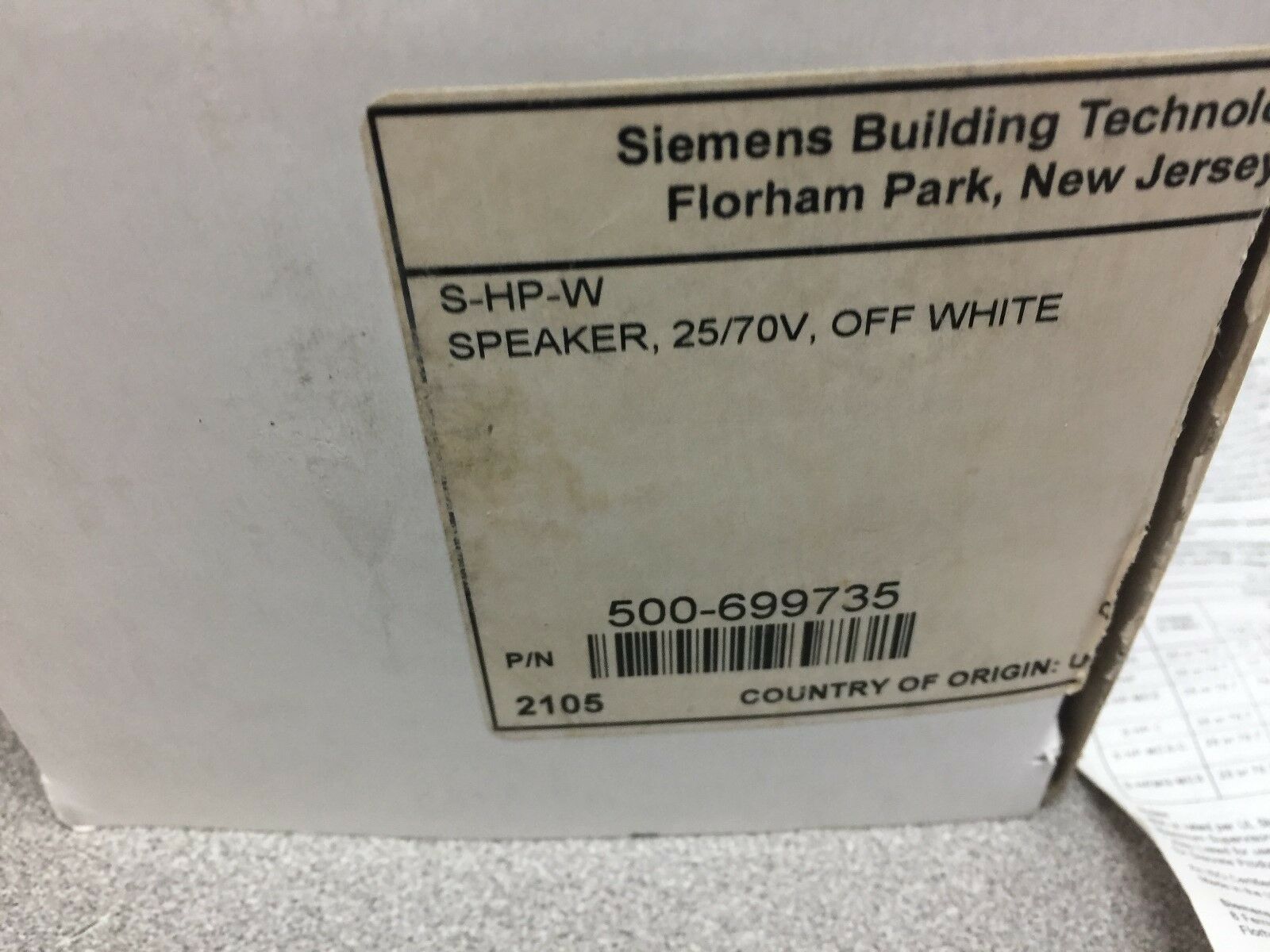 NEW IN BOX SIEMENS S-HP-W SPEAKER OFF WHITE 500-699735