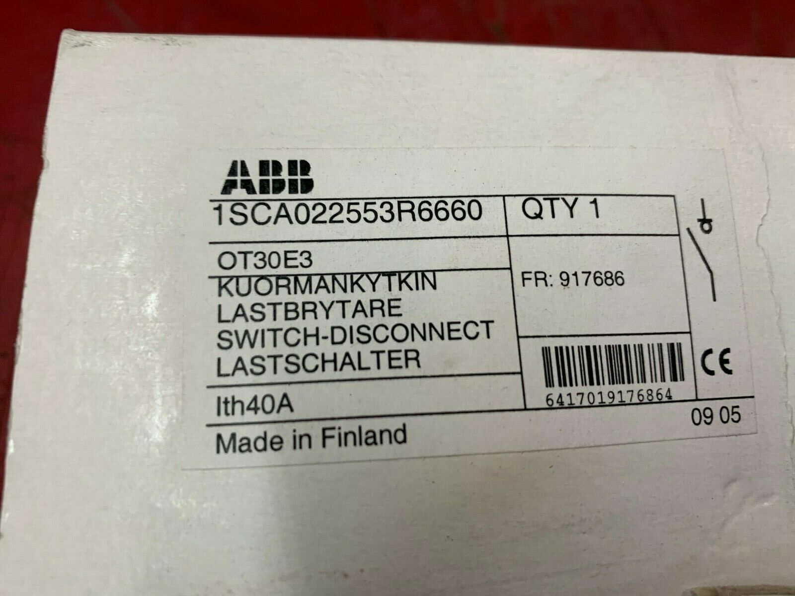 NEW IN BOX ABB DISCONNECT SWITCH 1SCA022553R6660