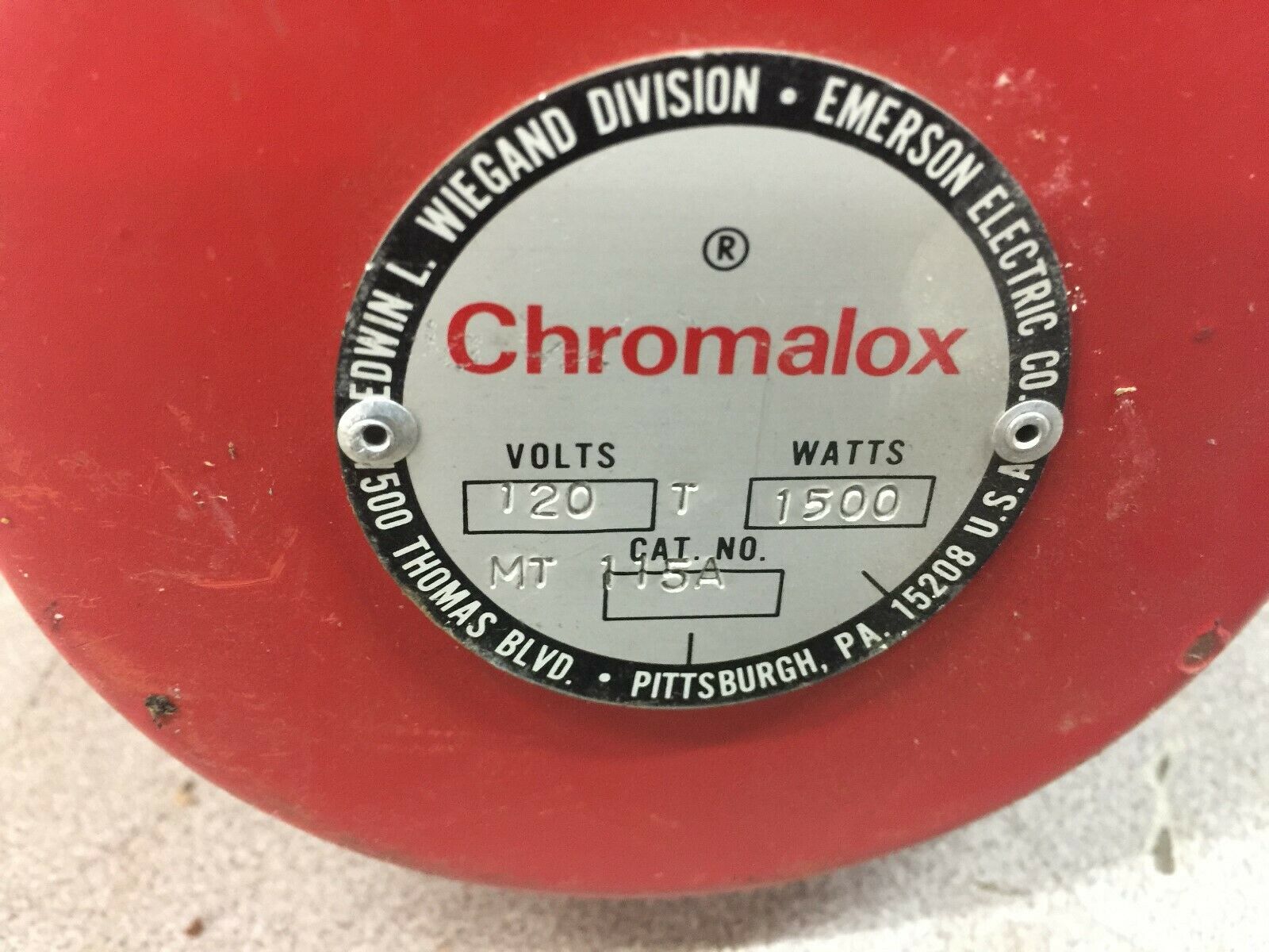 NEW NO BOX CHROMALOX 120 VOLTS 1500 WATTS EMERSION WATER HEATER MT-115A