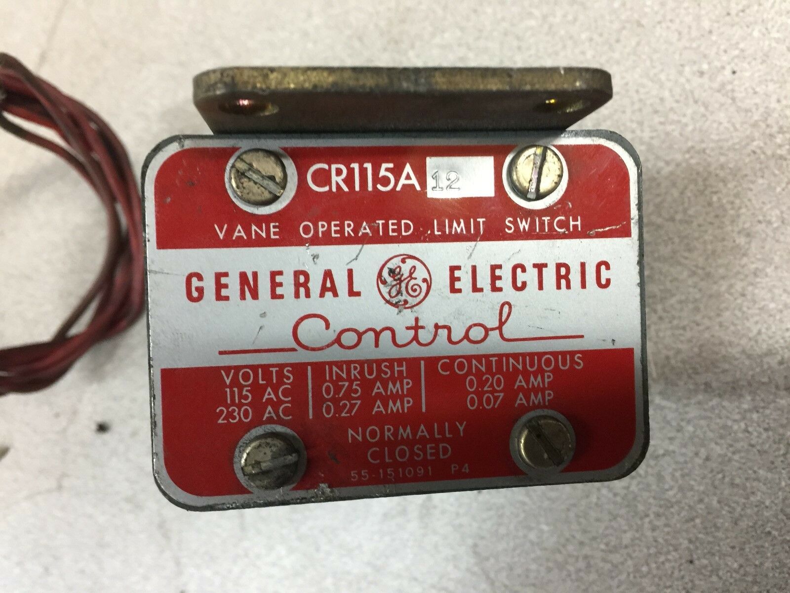 USED GE VANE OPERATED LIMIT SWITCH CR115A12