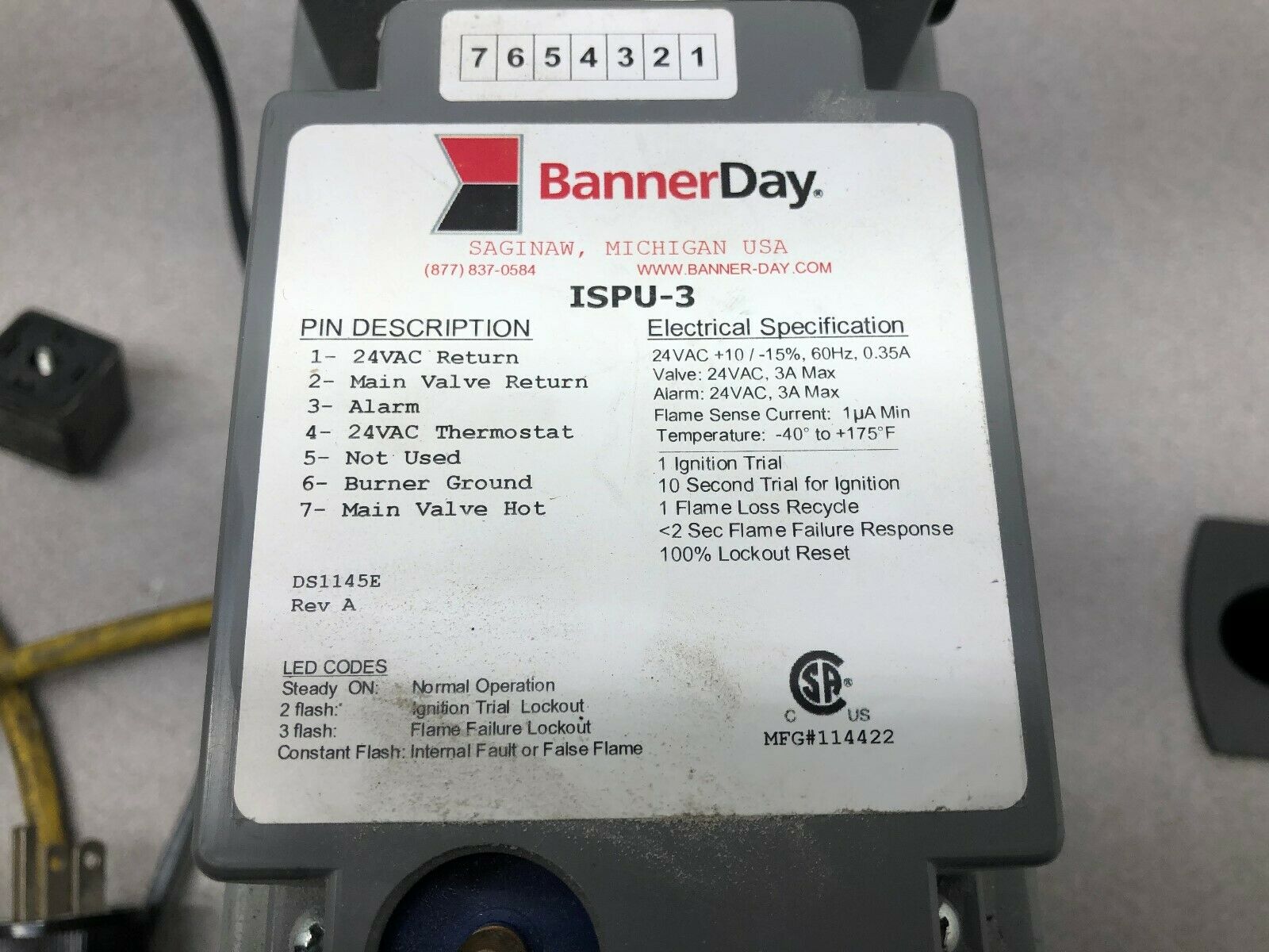 USED BANNER DAY BURNER TEST UNIT ISPU-3  /  637-261