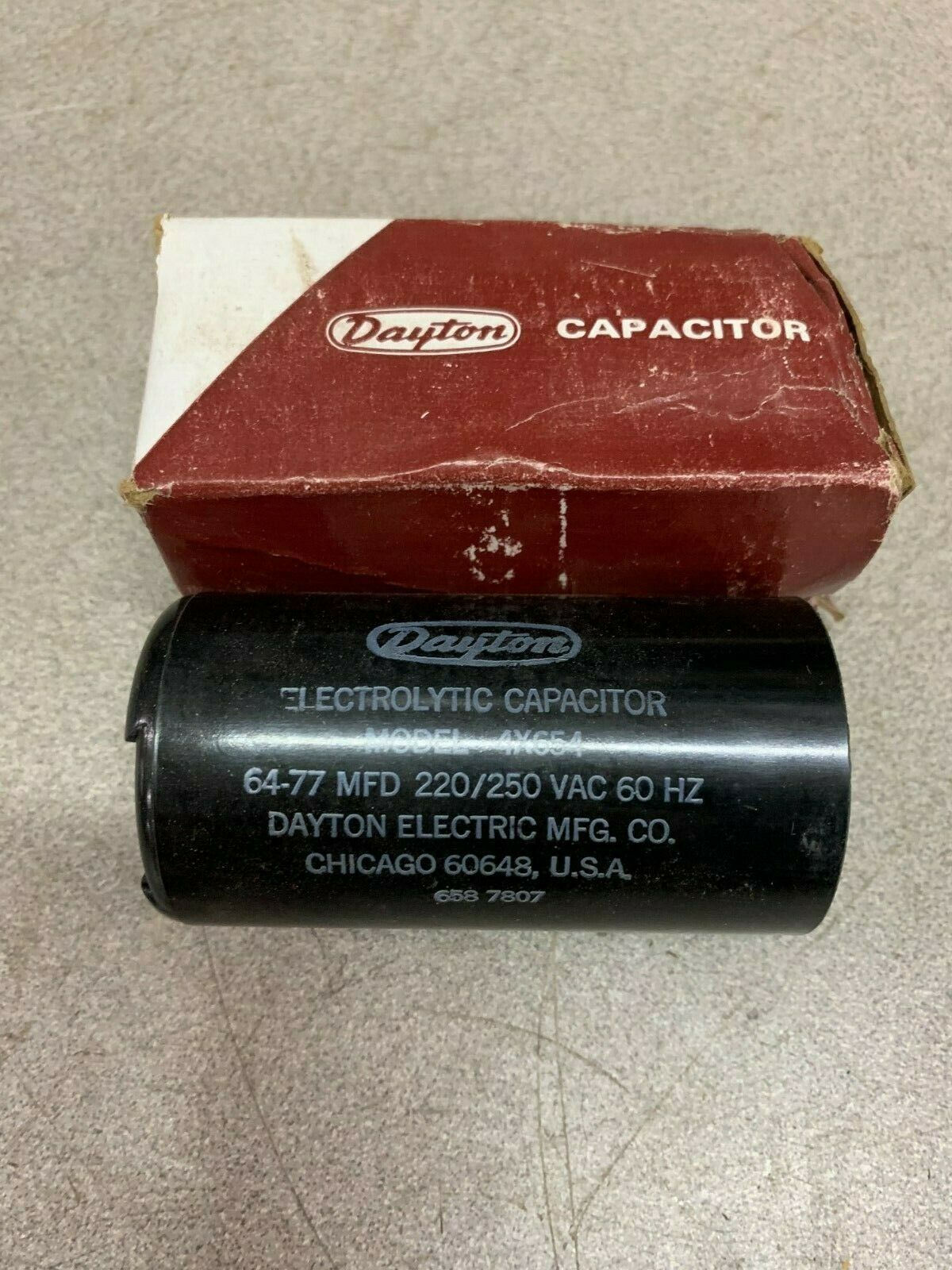 NEW IN BOX DAYTON CAPACITOR 4X654