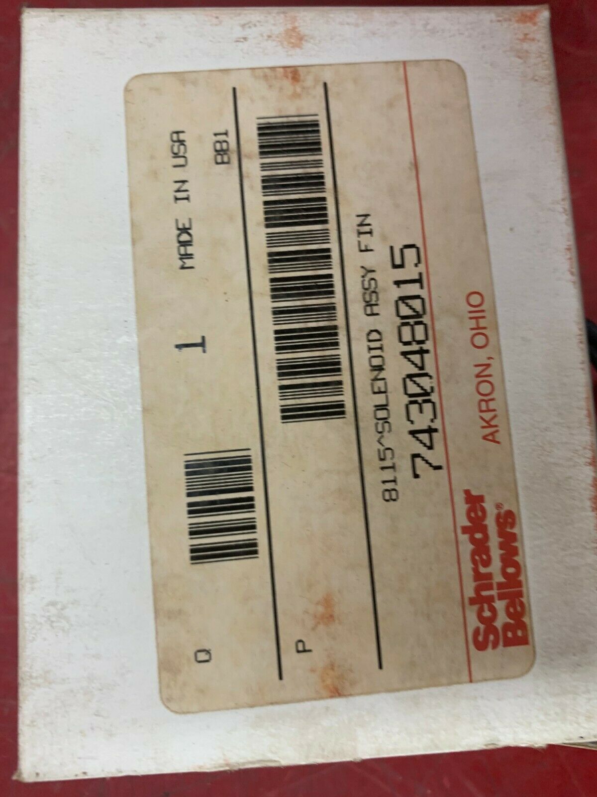 NEW IN BOX SCHRADER BELLOWS SOLENOID VALVE 743048015