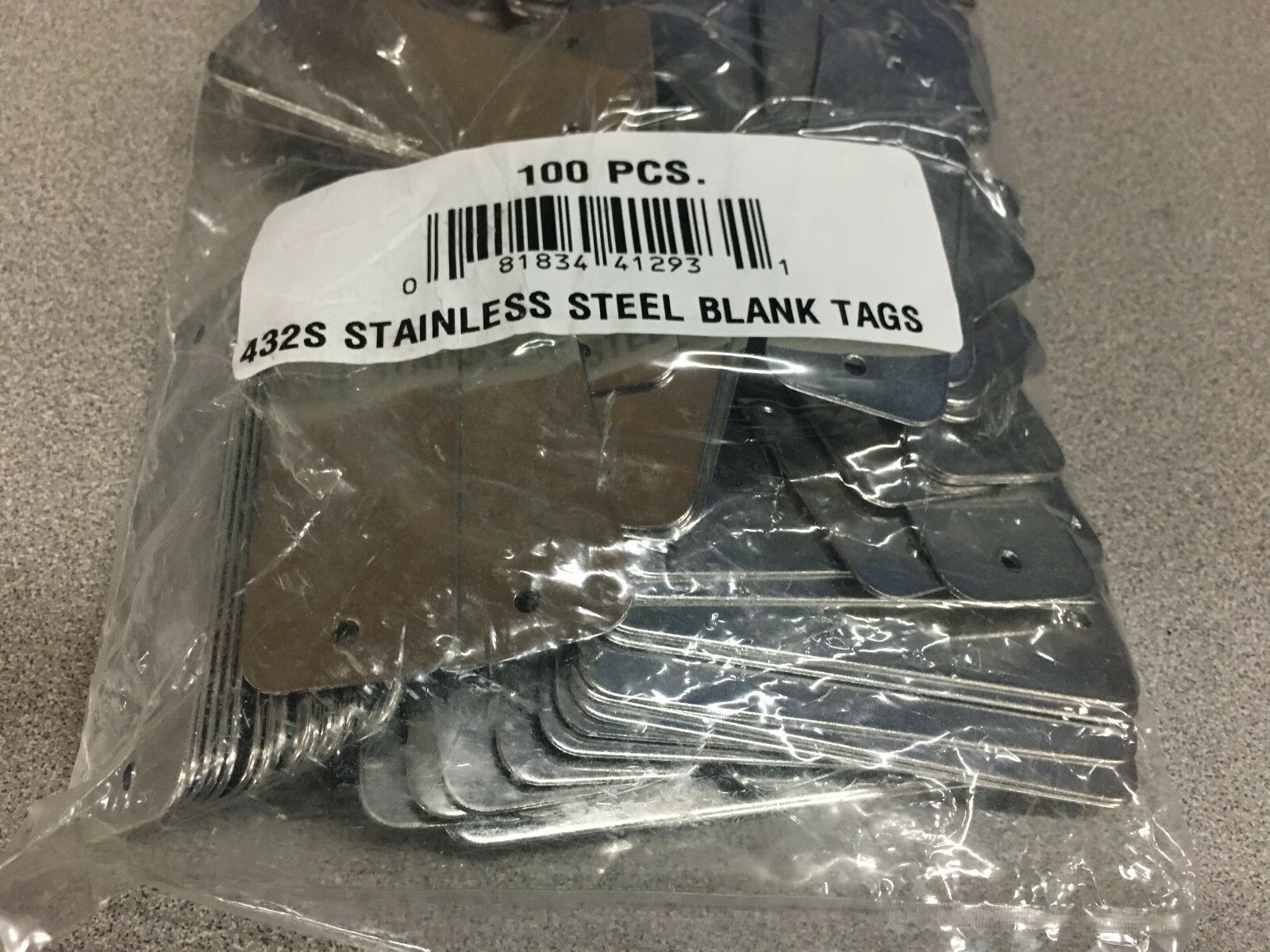 NEW IN BAG 432S BLANK STEEL TAGS 100 PIECES