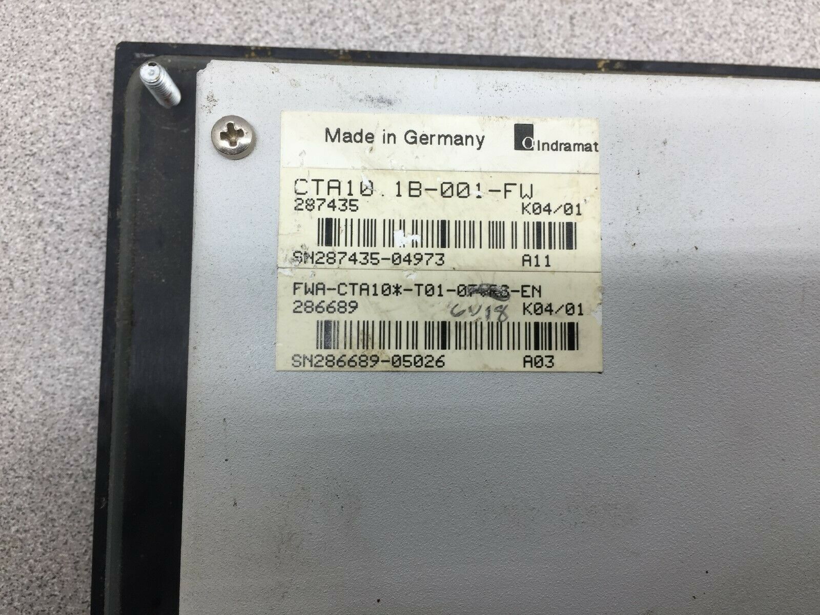 USED INDRAMAT CTA10-1 OPERATOR INTERFACE CTA10-1B-001-FW