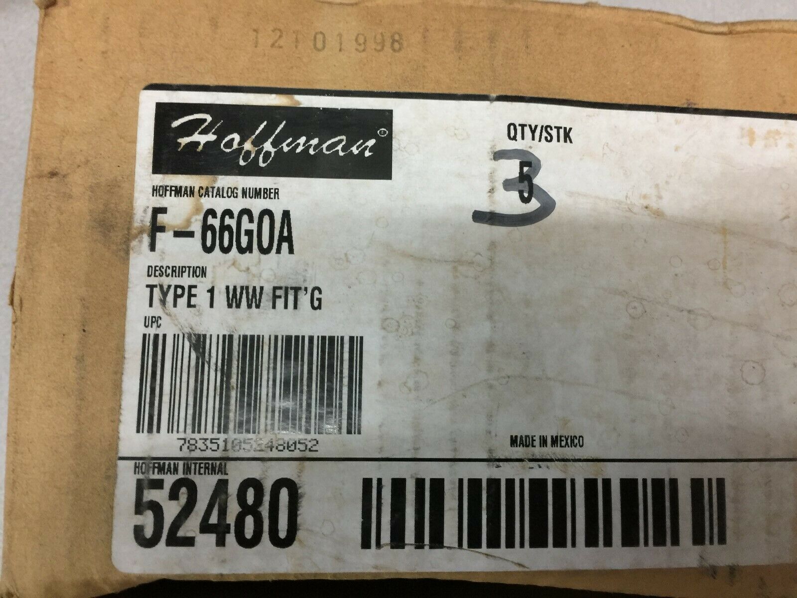 NEW IN BOX LOT OF 8 HOFFMAN TYPE 1 WW FIT G F-66G0A