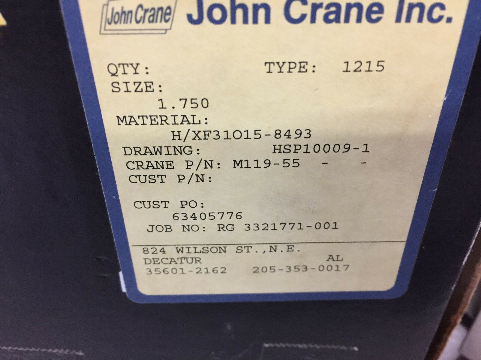 NEW IN BOX JOHN CRANE HUB M119-55