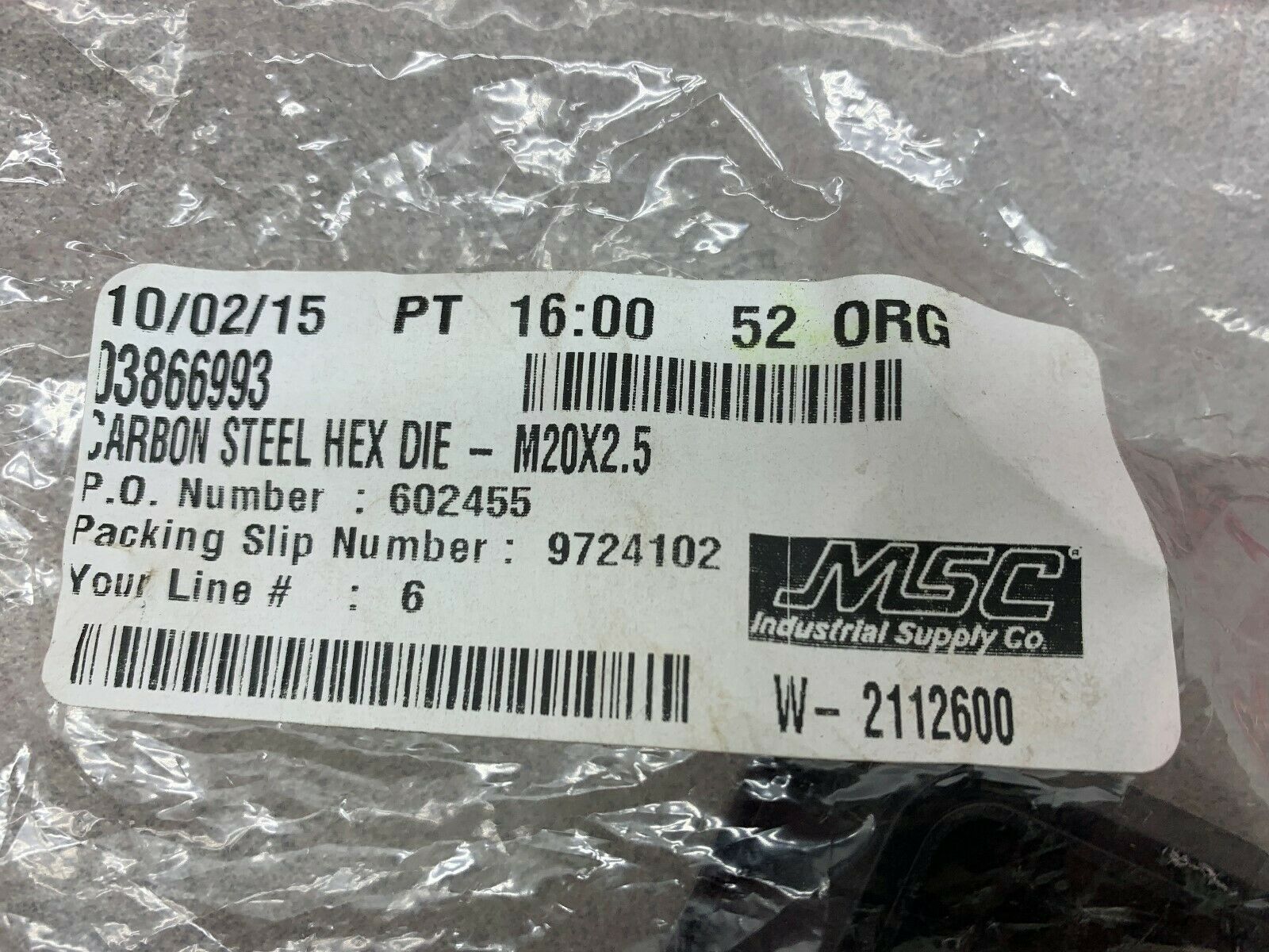 NEW NO BOX INTERSTATE CARBON STEEL HEX DIE 03866993