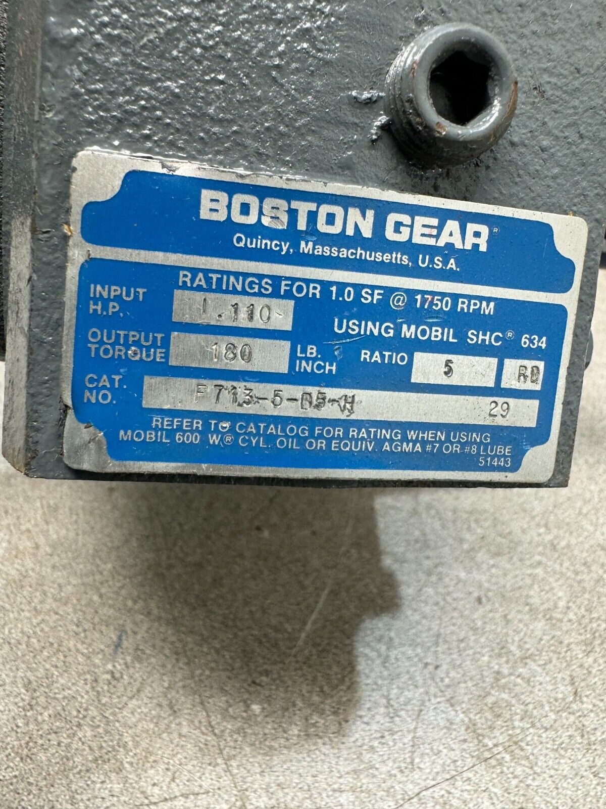 NEW NO BOX BOSTON GEAR SPEED REDUCER 5:1 RATIO F713-5-B5-H