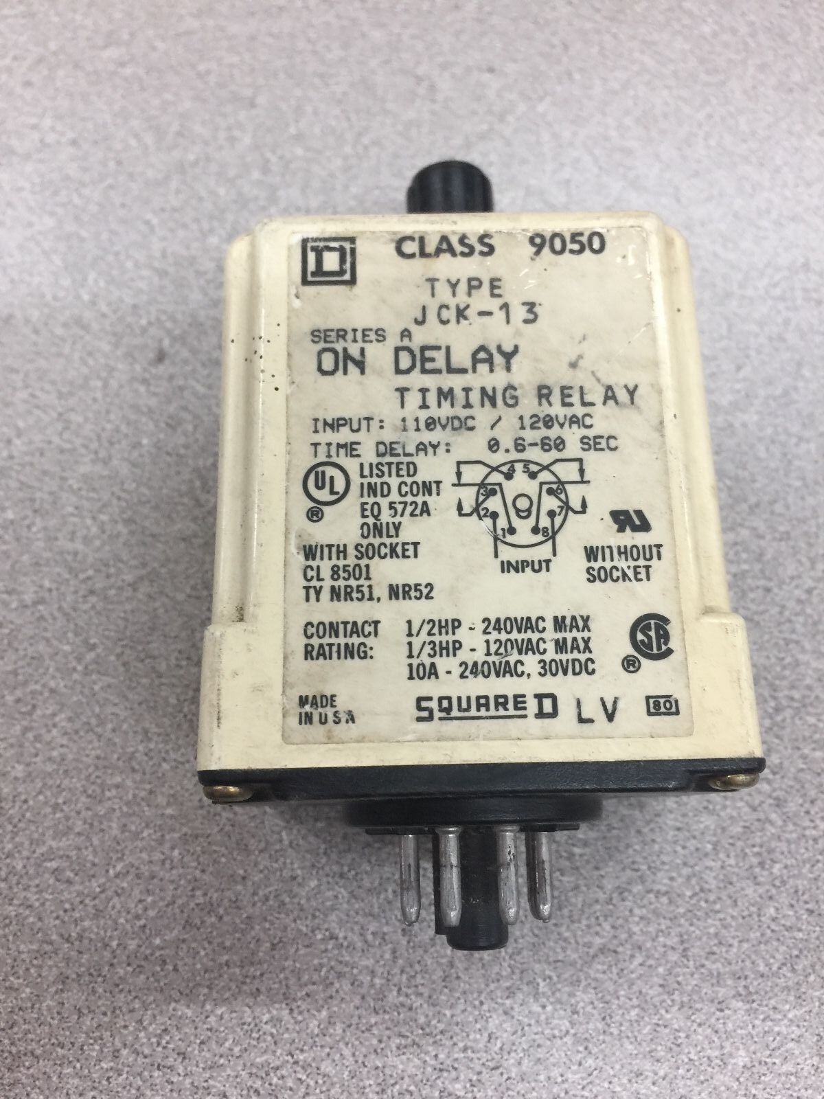 USED NO BOX SQUARE D RELAY 9050 JCK-13 SER. A