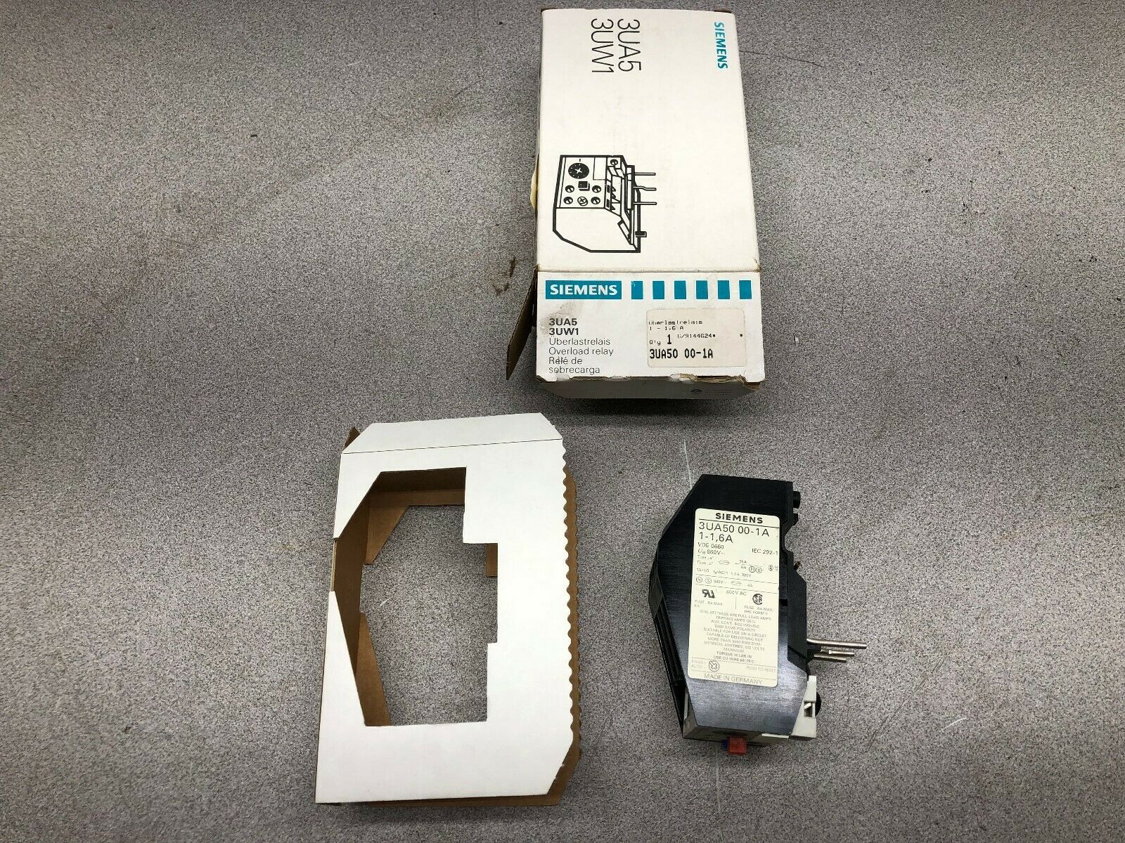 NEW IN BOX SIEMENS 1-1.6 AMP OVERLOAD RELAY 3UA50 00-1A