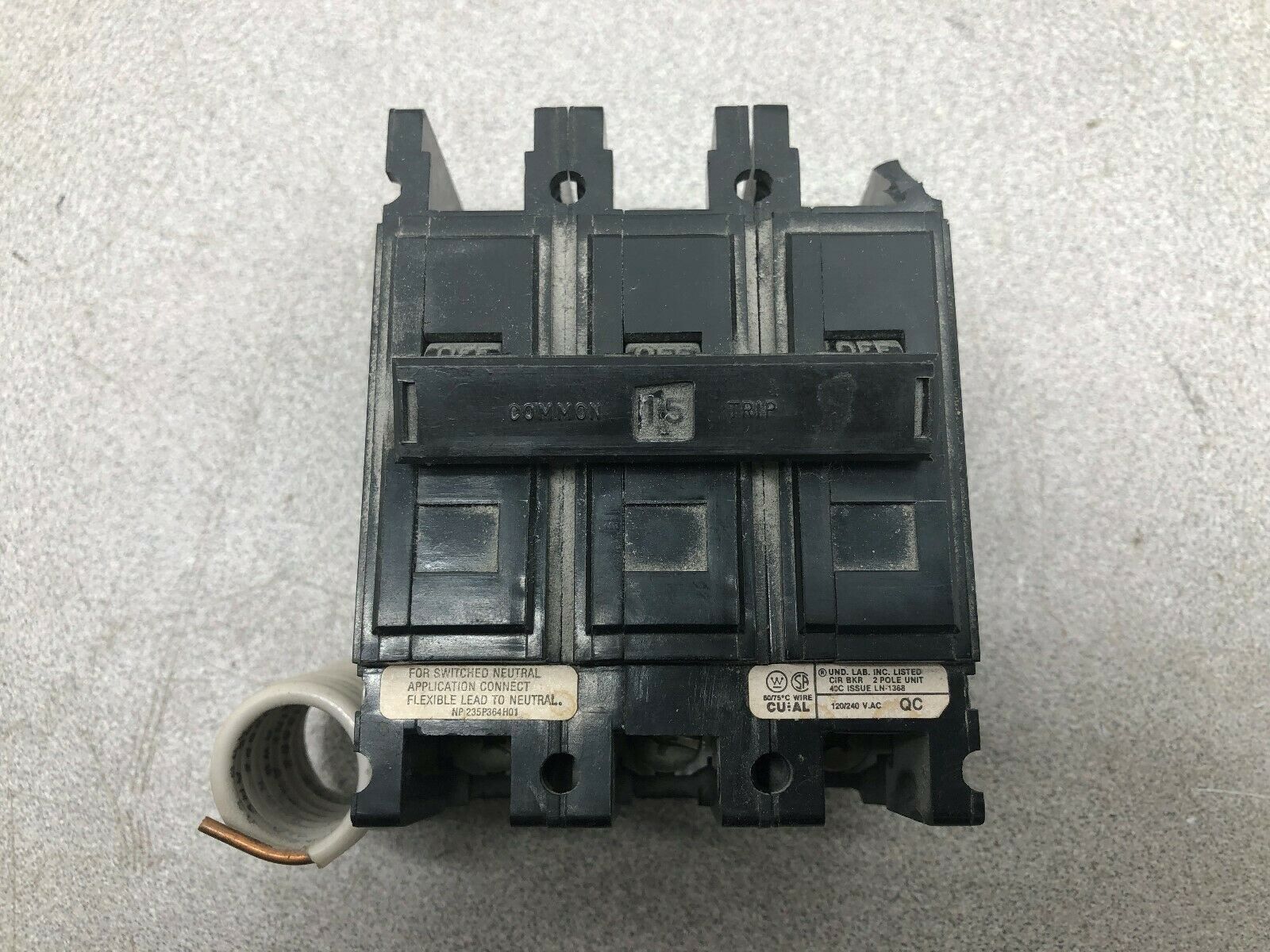 NEW NO BOX WESTINGHOUSE QUICKLAG BREAKER 3P 15A 120/240VAC MAX QC3015B