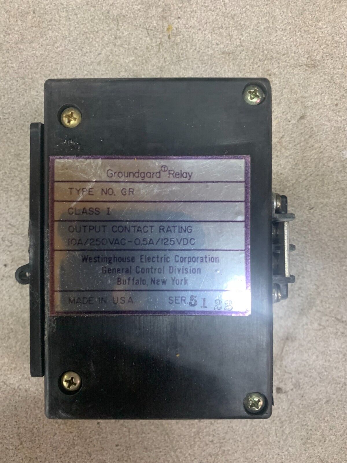 USED WESTINGHOUSE GROUNDGARD RELAY 3512C12H02