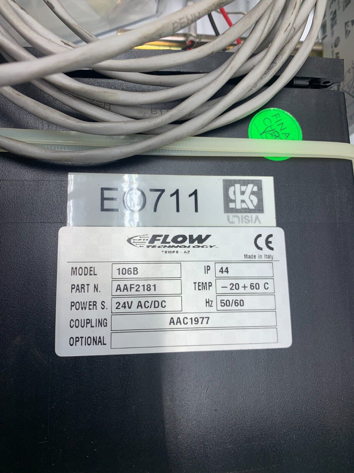 USED FLOW TECHNOLOGY TRANSMITTER 106B IN HOFFMAN ENCLOSURE A1210CH