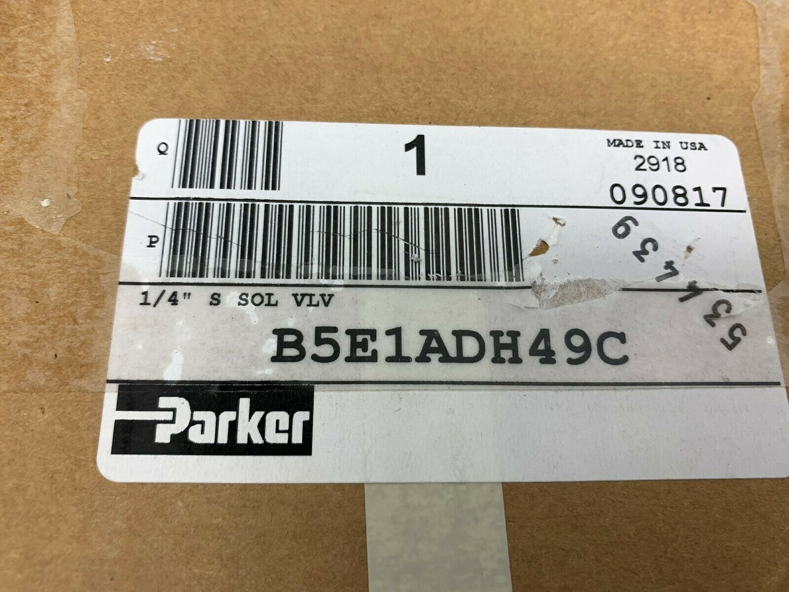 NEW IN BOX PARKER VALVE B5E1ADH49C