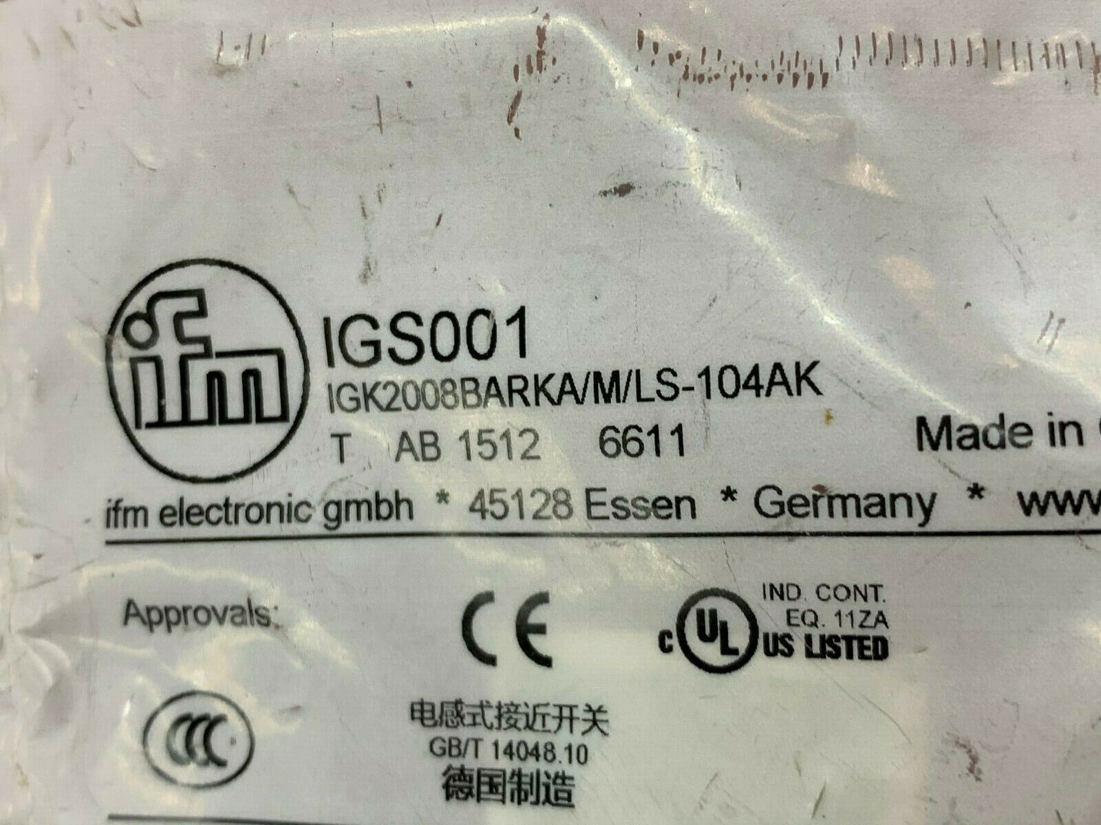 NEW IN BAG IFM EFECTOR IGK2008BARKA/M/LS-104AK