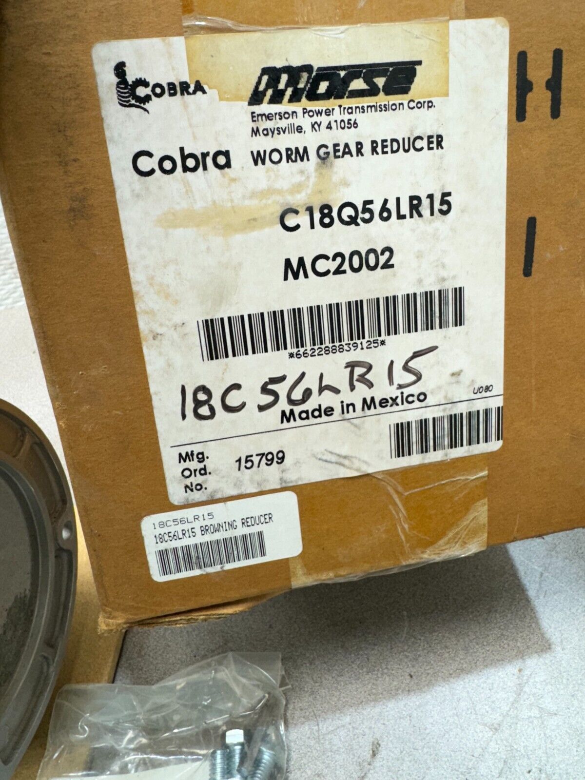 NEW IN BOX MORSE COBRA MC2002 GEAR REDUCER 15:1 RATIO C18Q56LR15