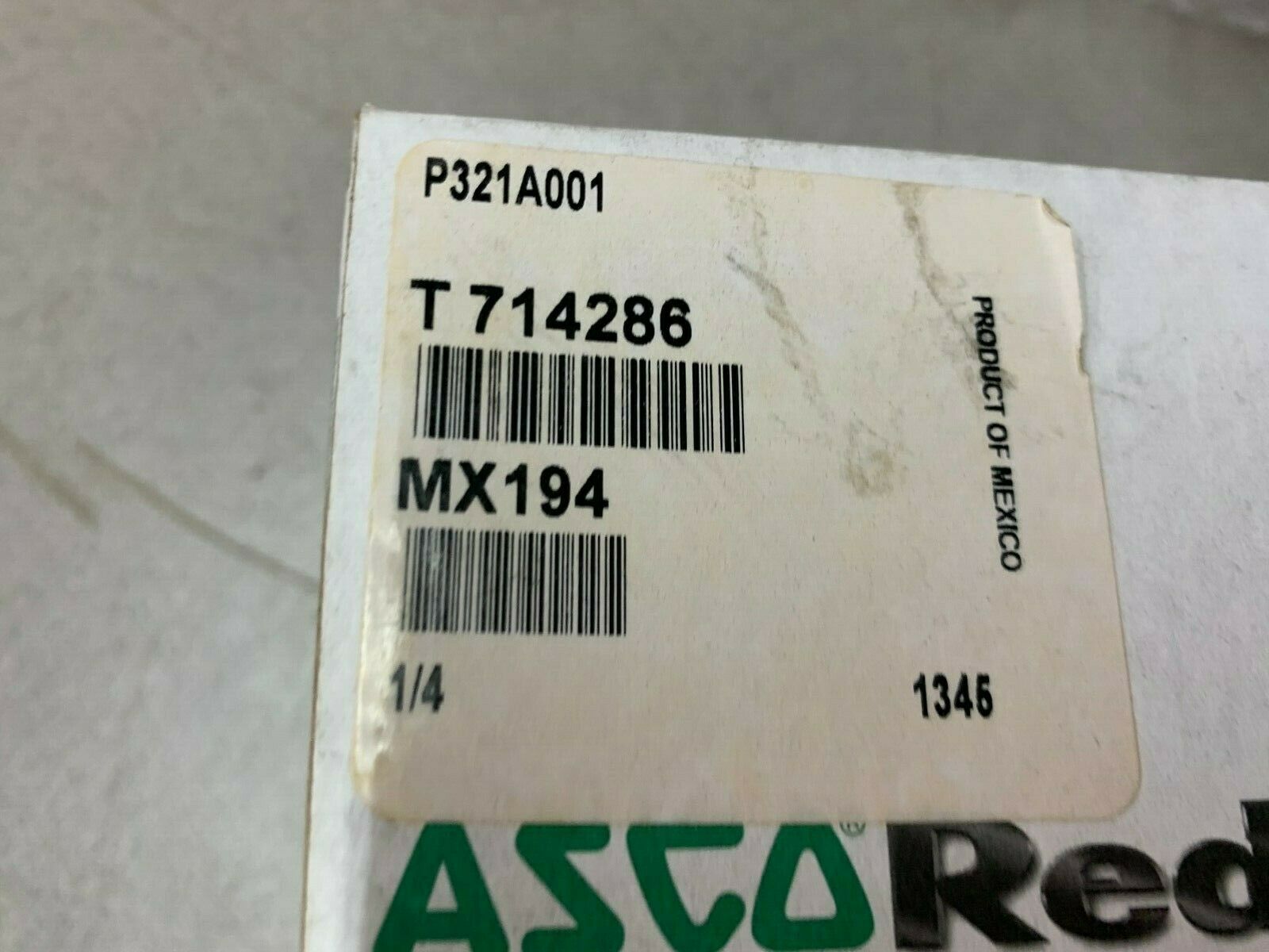 NEW IN BOX ASCO RED HAT 1/4" VALVE P321A001