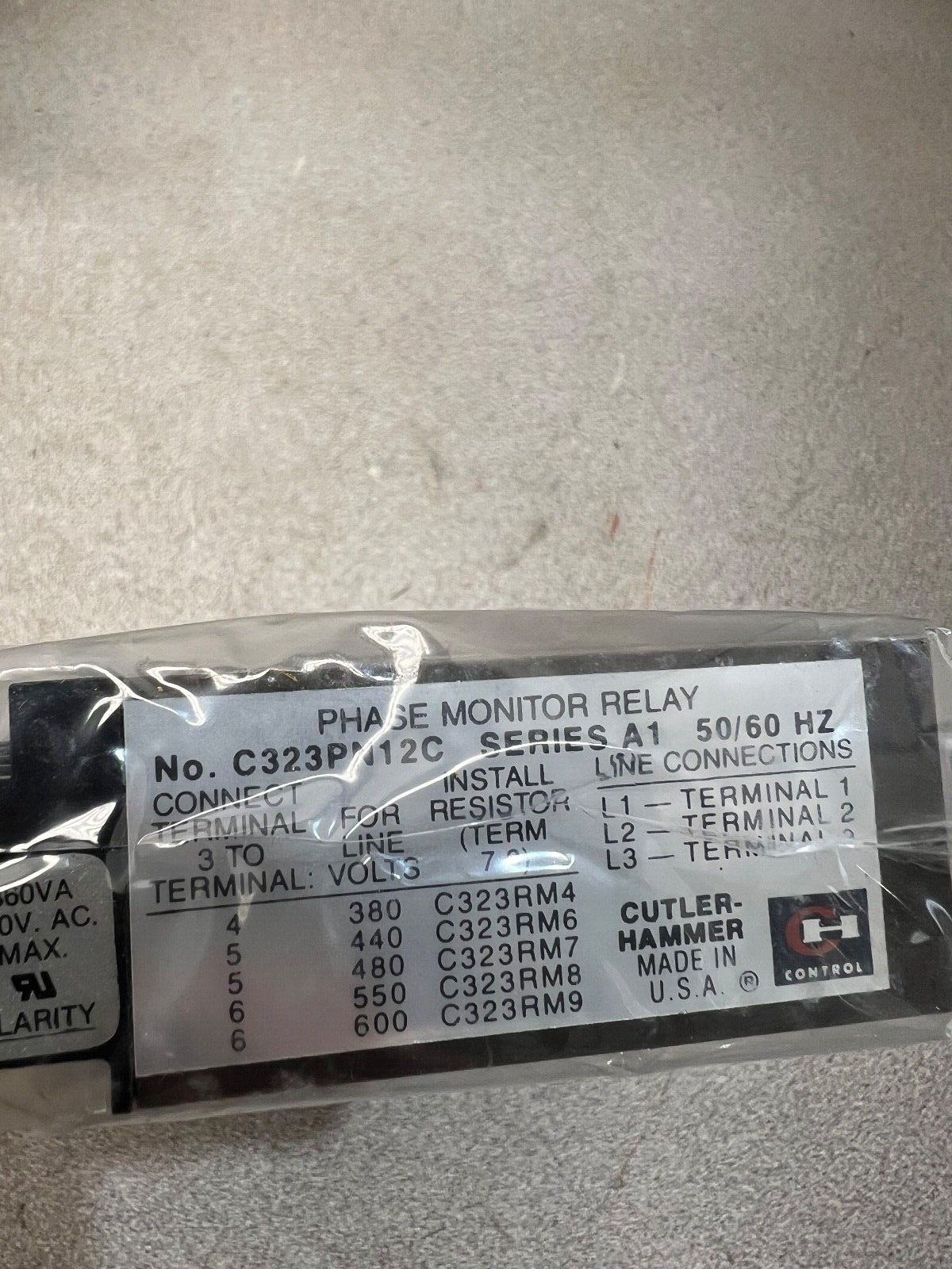 NEW IN BOX CUTLER HAMMER PHASE MONITOR RELAY C323PN12C