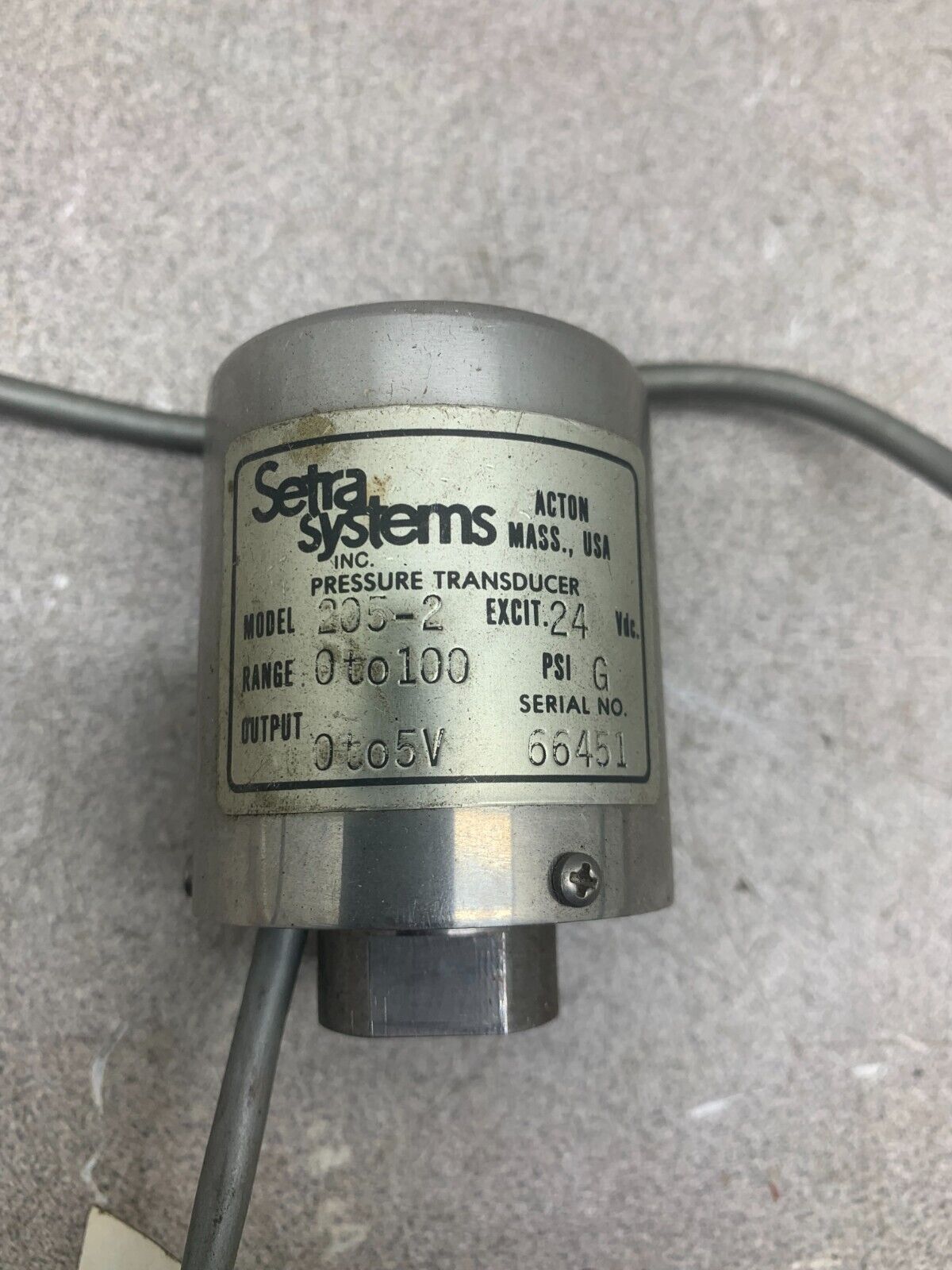 USED SETRA SYSTEMS PRESSURE TRANSDUCER 205-2