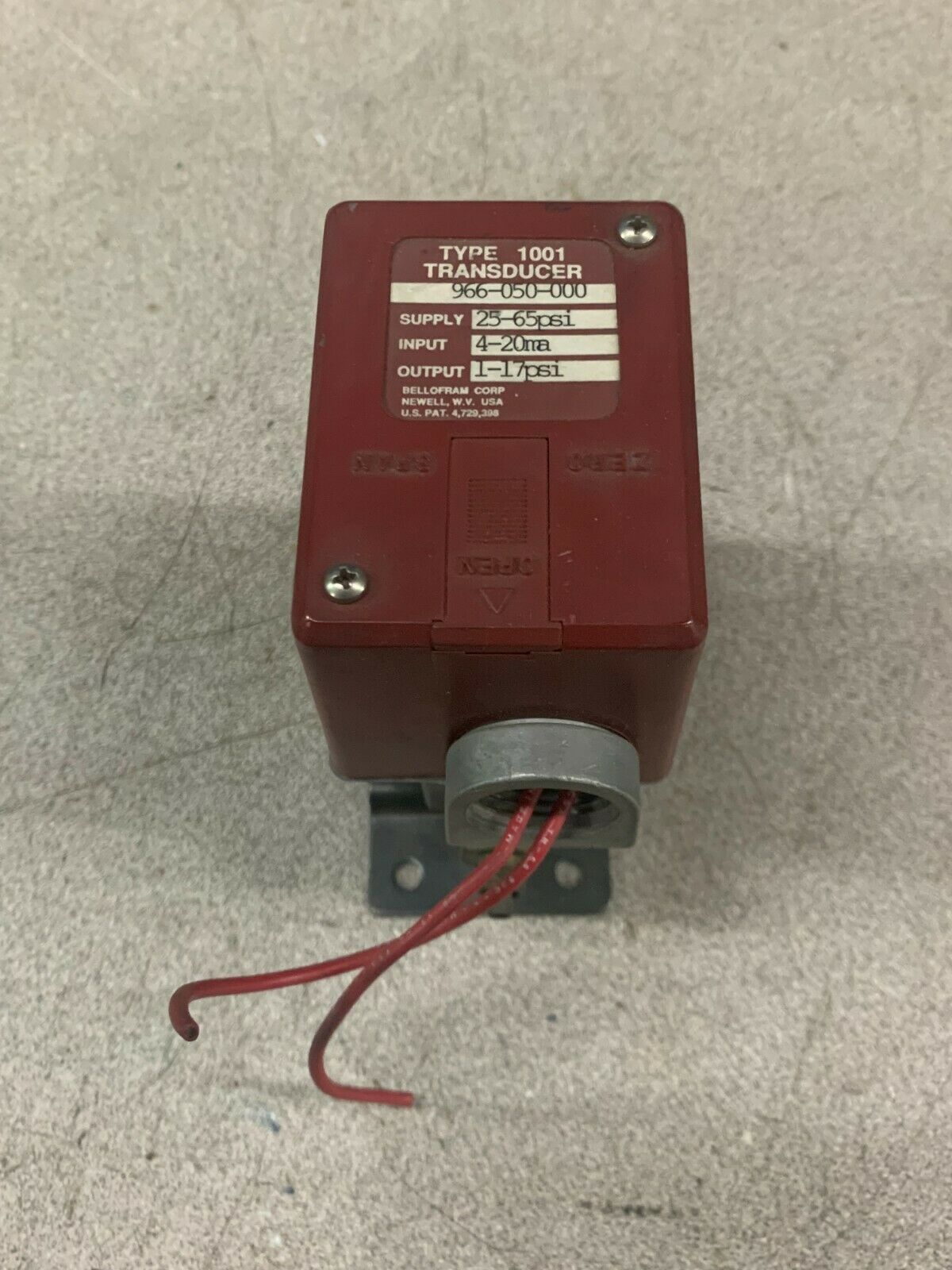 USED MARSH BELLOFRAM TYPE 1001 TRANSDUCER 966-050-000