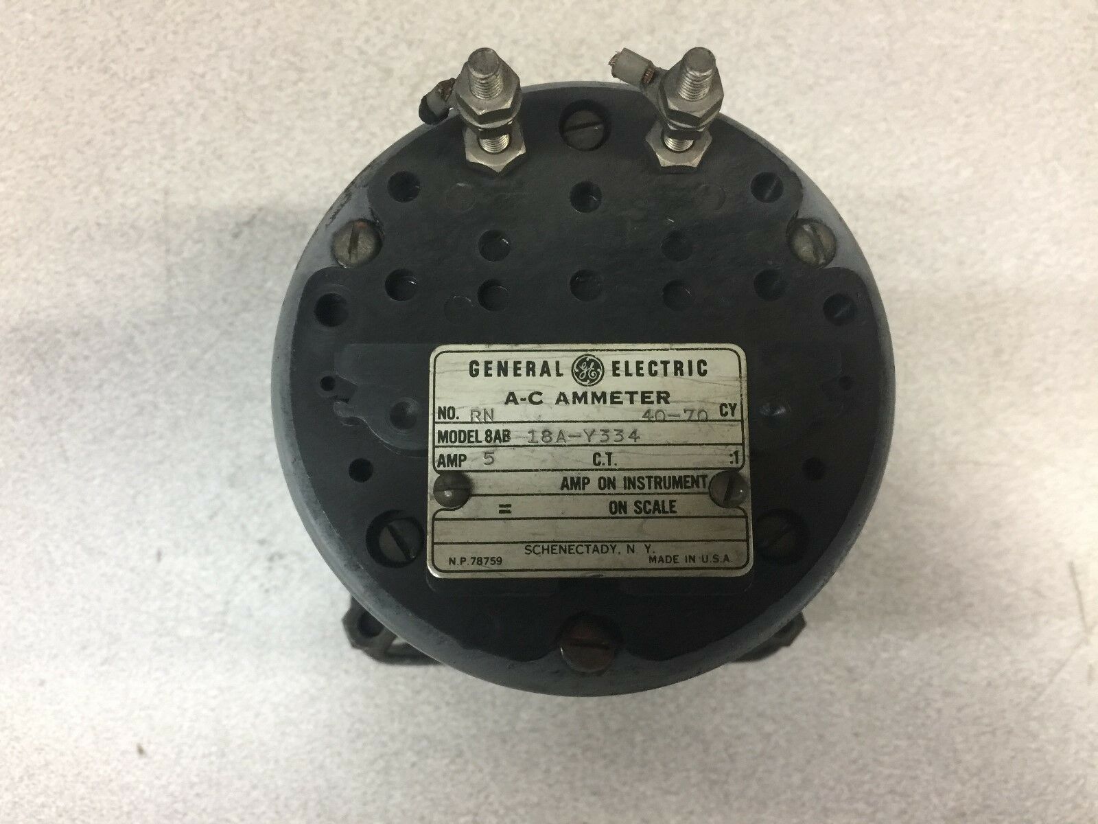 USED GE AC 5 AMP AMMETER 8AB 18A-Y334