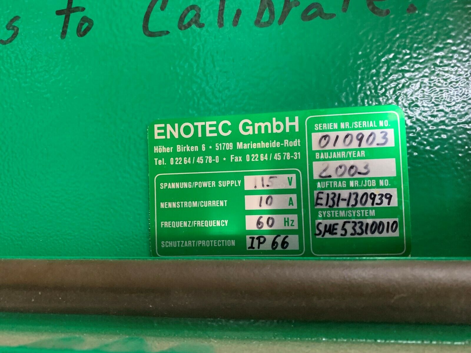 USED ENOTEC GAS ANALYZER SYSTEM OXITEC 5000