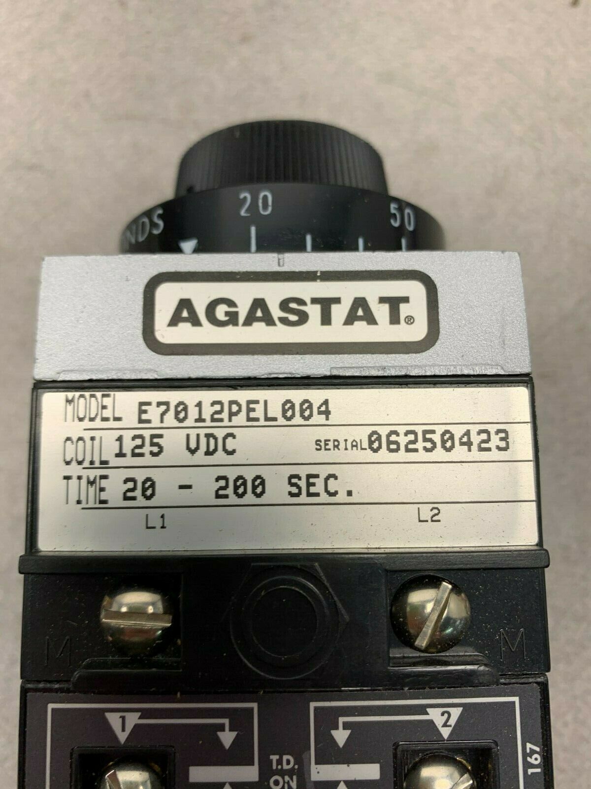 NEW NO BOX AGASTAT 20-200SEC. 125VDC TIMER E7012PEL004