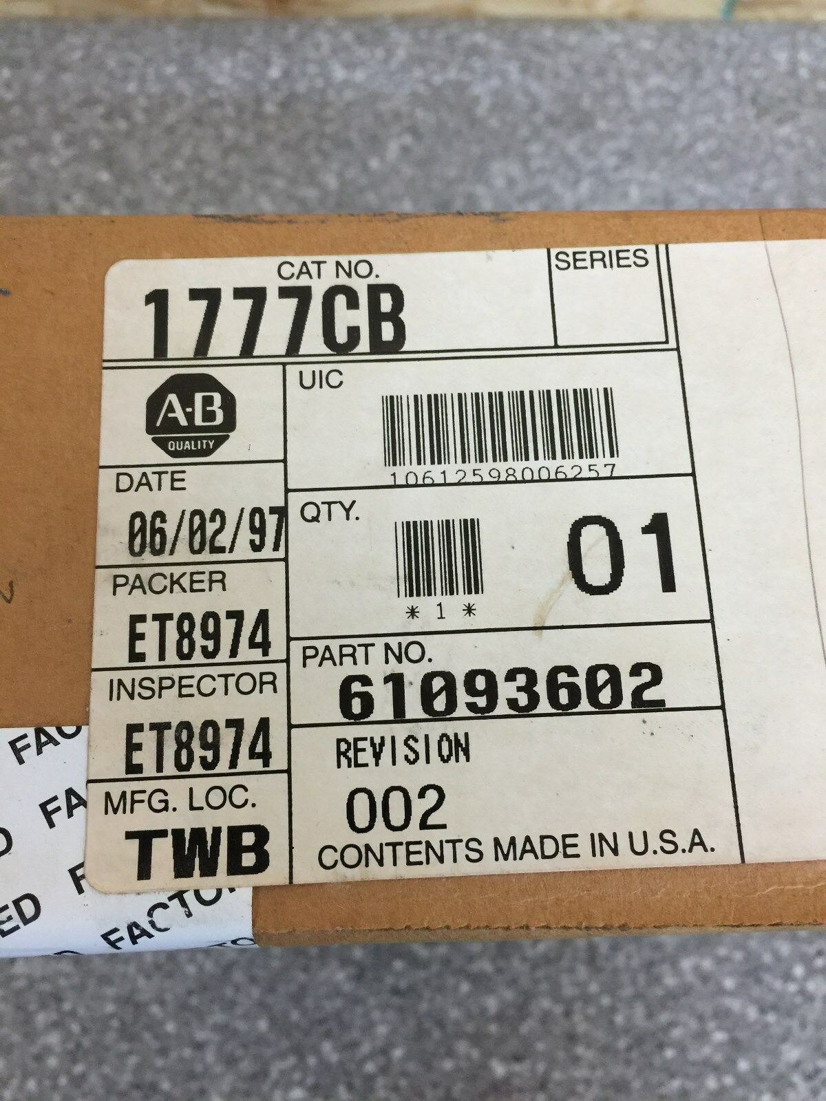 NEW FACTORY SEALED ALLEN-BRADLEY INTERCONNECT CABLE 1777-CB