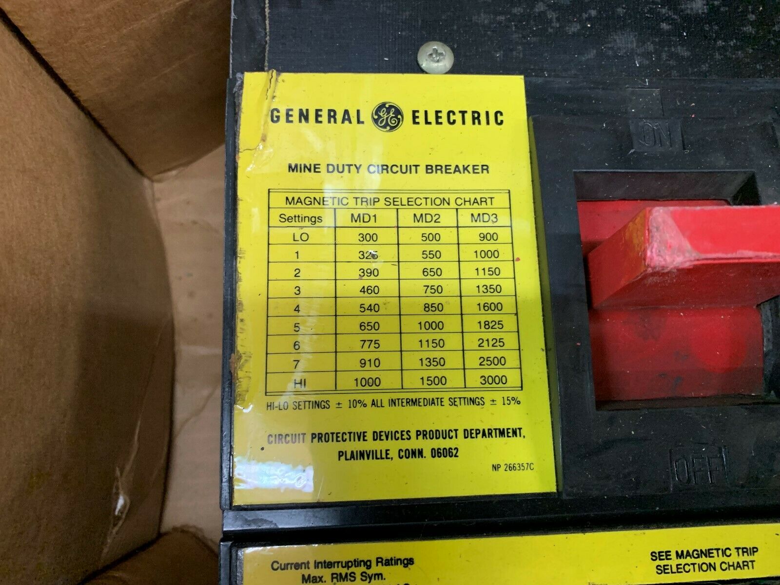 NEW GENERAL ELECTRIC 400AMP FRAME 3 POLE MINE DUTY CIRCUIT BREAKER TJ34FMD